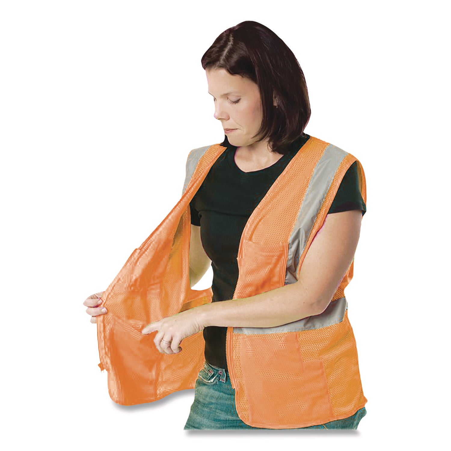 ANSI Class 2 Two-Pocket Zipper Mesh Safety Vest, Polyester Mesh, 2X-Large, Orange