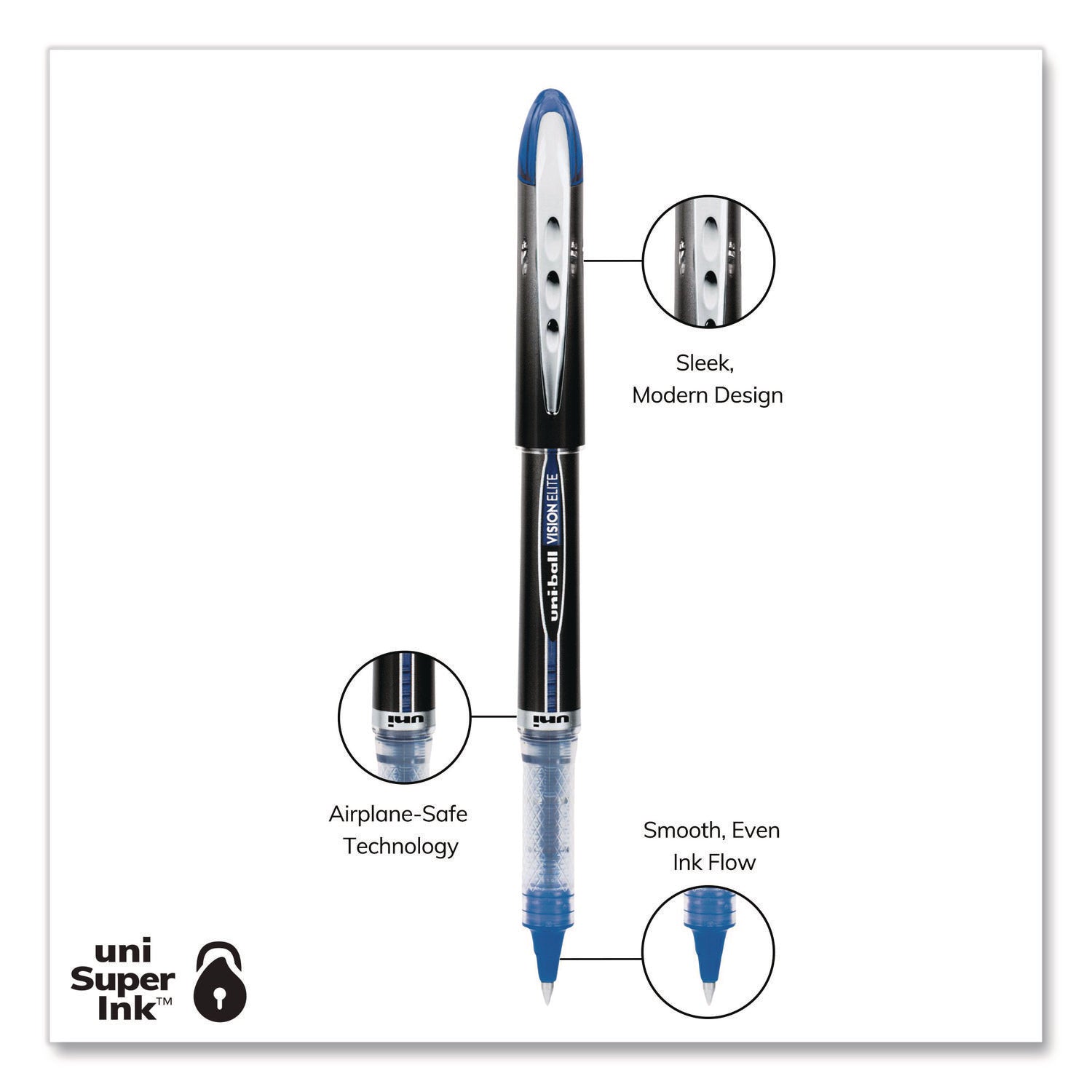 VISION ELITE Hybrid Gel Pen, Stick, Fine 0.5 mm, Assorted Ink and Barrel Colors, 8/Pack