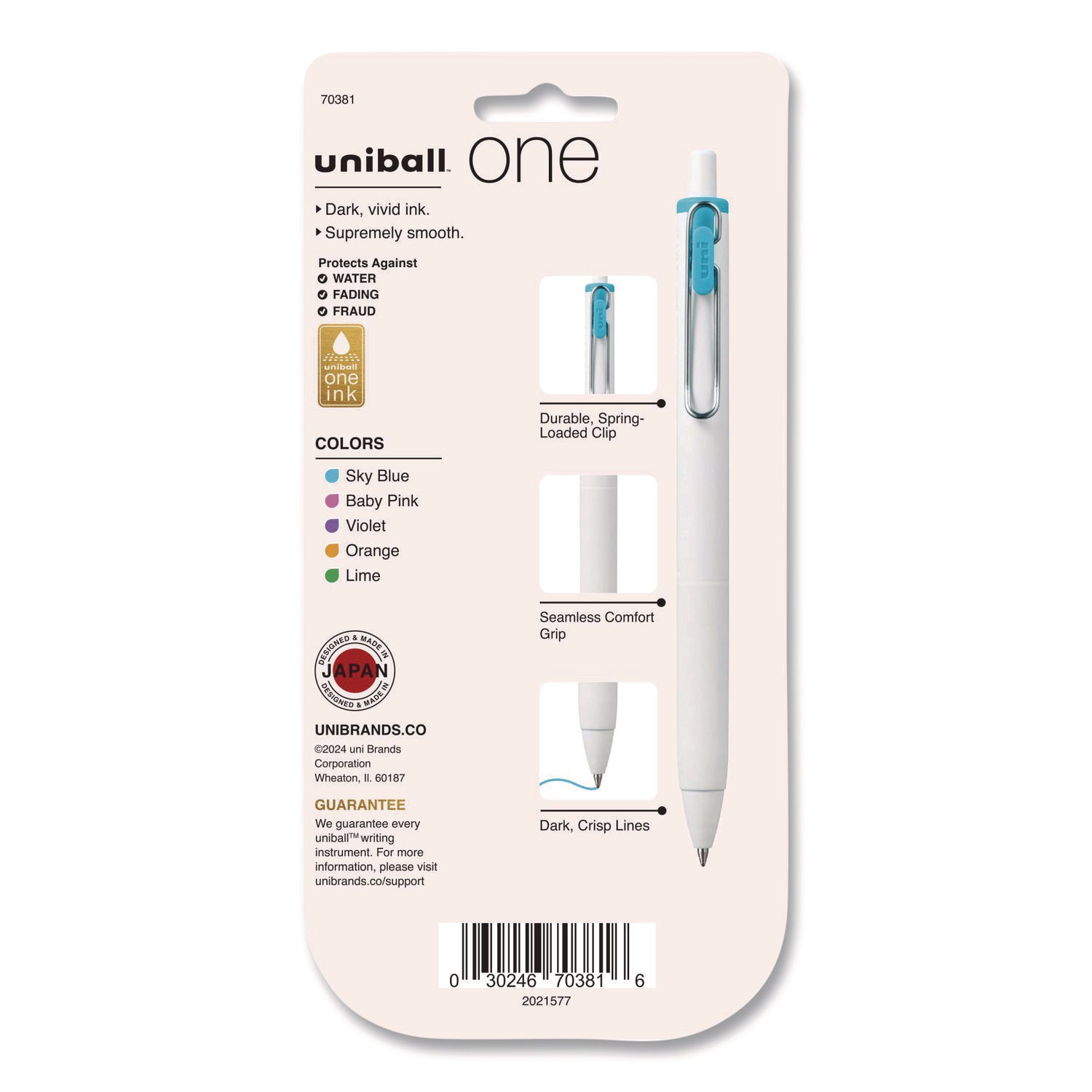 uniONE Gel Pen, Retractable, Medium 0.7 mm, Assorted Fashion Ink and Barrel Colors, 5/Pack