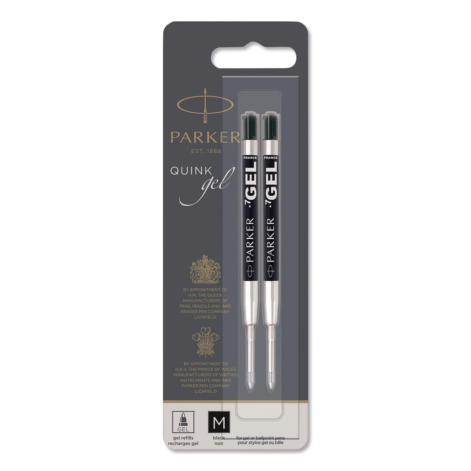 Parker Ballpoint Gel Pen Refill - Medium Point - Black Ink - Smooth Writing - 1 Pack