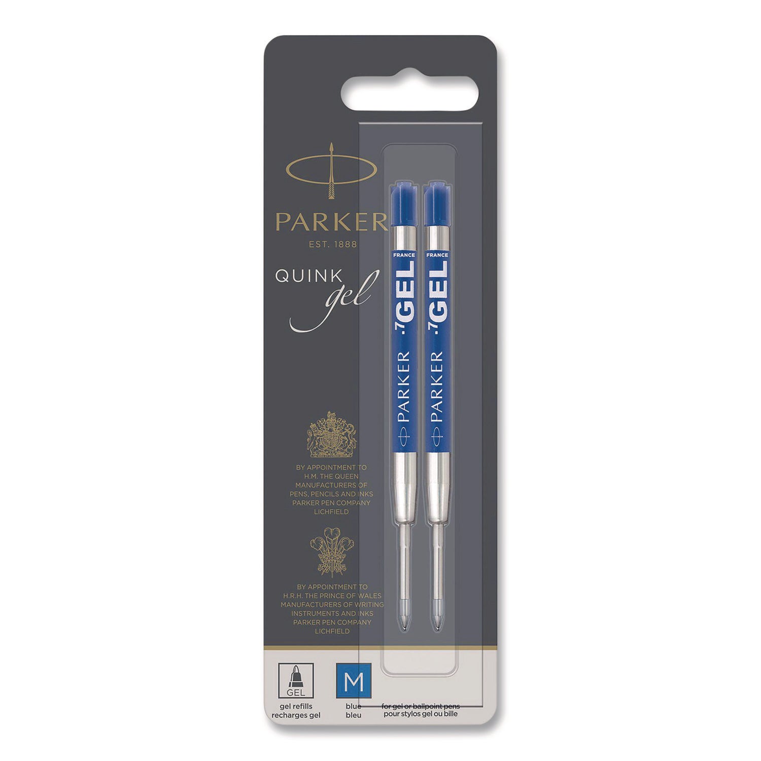 Parker Ballpoint Gel Pen Refill - Medium Point - Blue Ink - Smooth Writing - 1 Pack