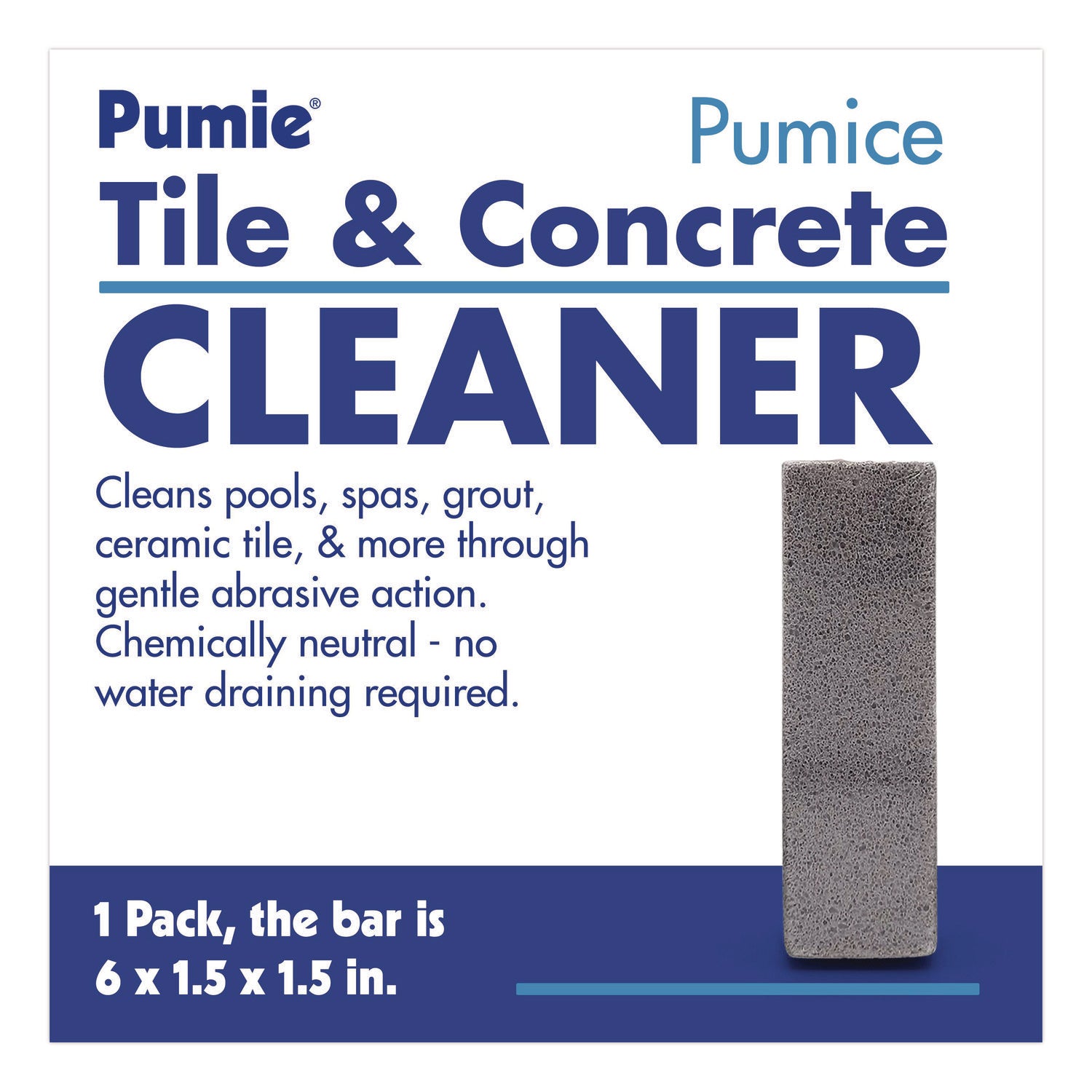 Tile and Concrete Cleaner, 6 x 1.5, Gray, 12/Carton