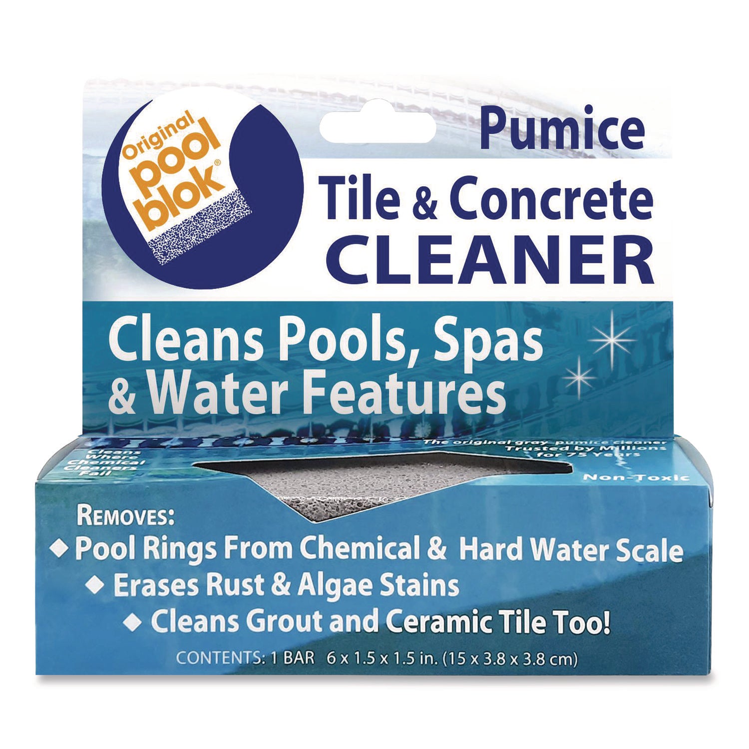 Tile and Concrete Cleaner, 6 x 1.5, Gray, 12/Carton