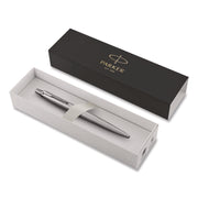 Parker Jotter Ballpoint Pen, Medium Point, Blue Ink, Refillable, Stainless Steel Barrel, 1 Each