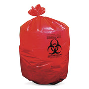 Heritage 1.3 mil Red Biohazard Can Liners, 40" x 46", Low Density, Linear Low-Density Polyethylene (LLDPE), 1 Carton