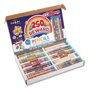 Pencils Motivational Classpack, #2 Black Lead, Assorted Barrels, 10 Designs, 250 Pencils/Set
