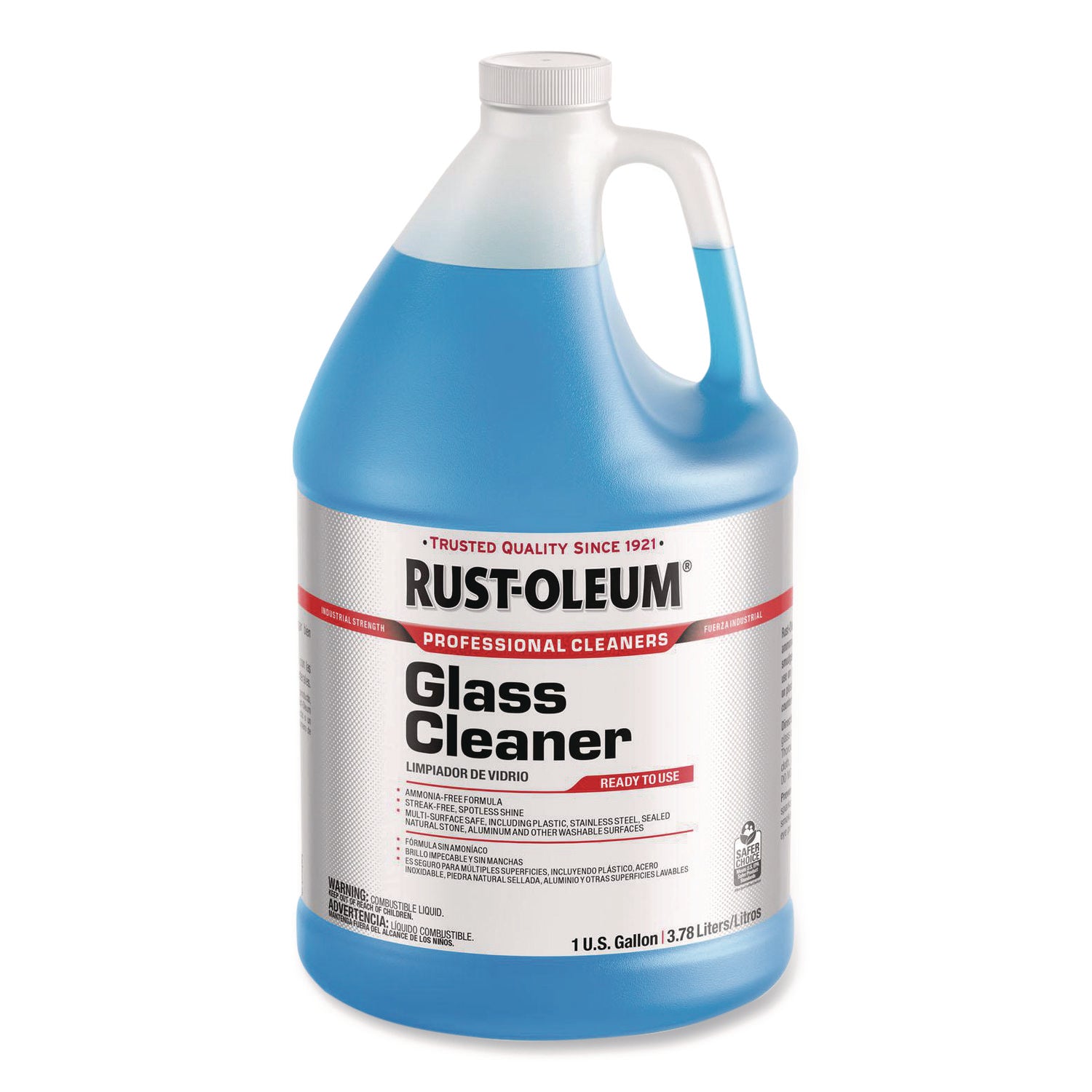 Rust-Oleum Professional Ammonia-Free Glass Cleaner, Streak-Free, Ready-To-Use, Blue, 128 fl oz (4 quart), 1 Each