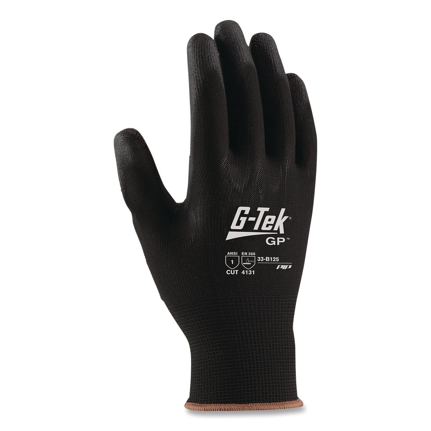 Gp Polyurethane-Coated Nylon Gloves, Large, Black, 12 Pairs