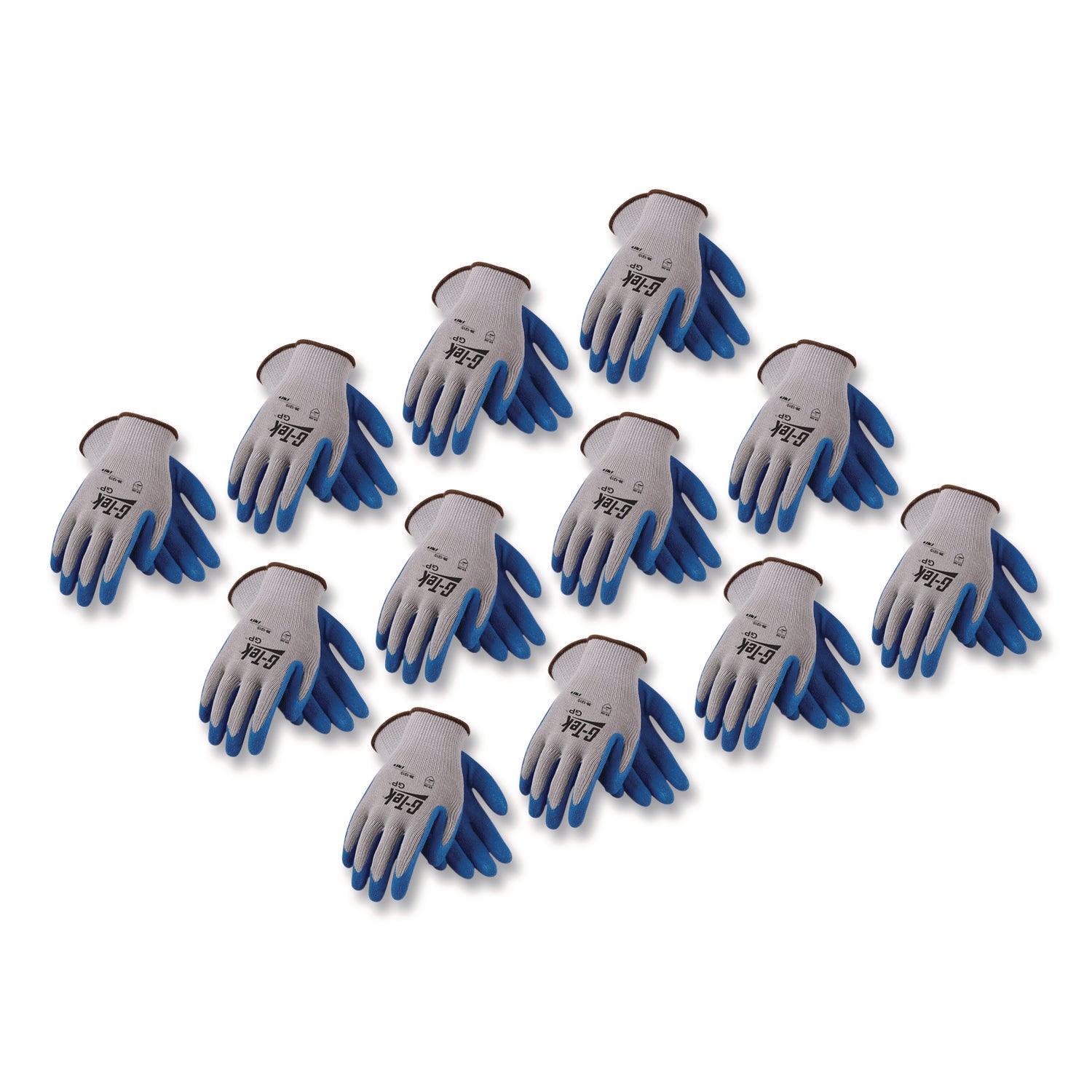 Gp Latex-Coated Cotton/polyester Gloves, X-Large, Gray/blue, 12 Pairs