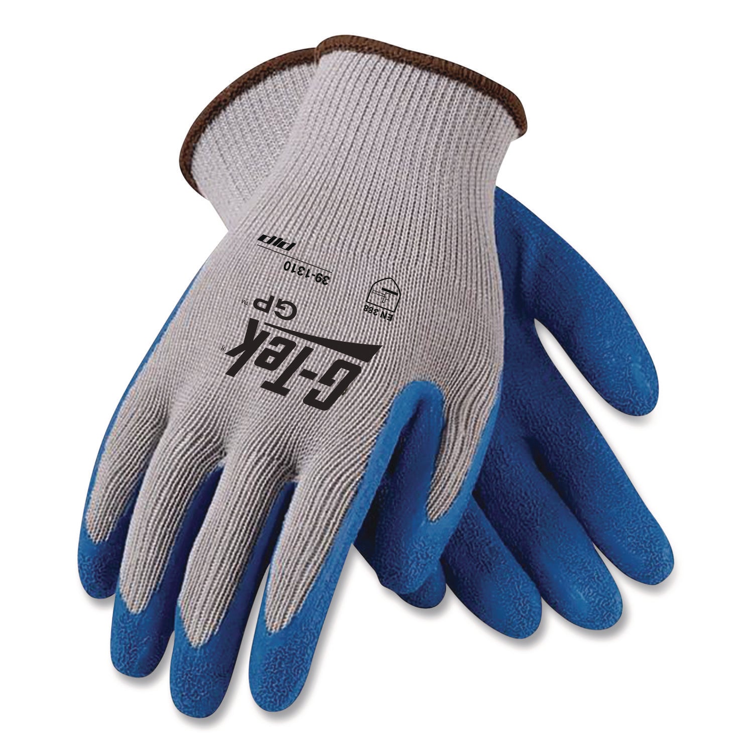 Gp Latex-Coated Cotton/polyester Gloves, Medium, Gray/blue, 12 Pairs