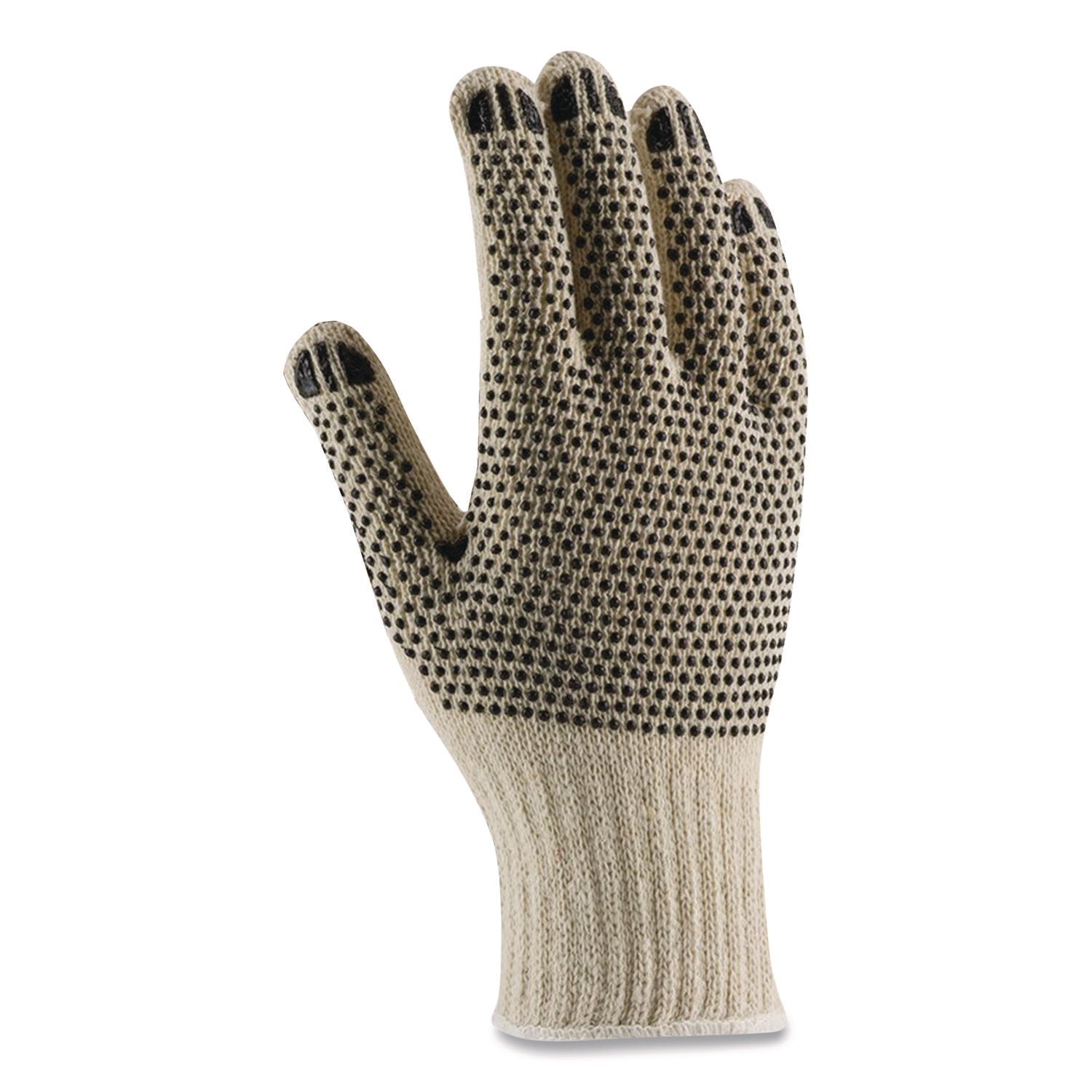 Pvc-Dotted Cotton/polyester Work Gloves, Large, Gray/black, 12 Pairs
