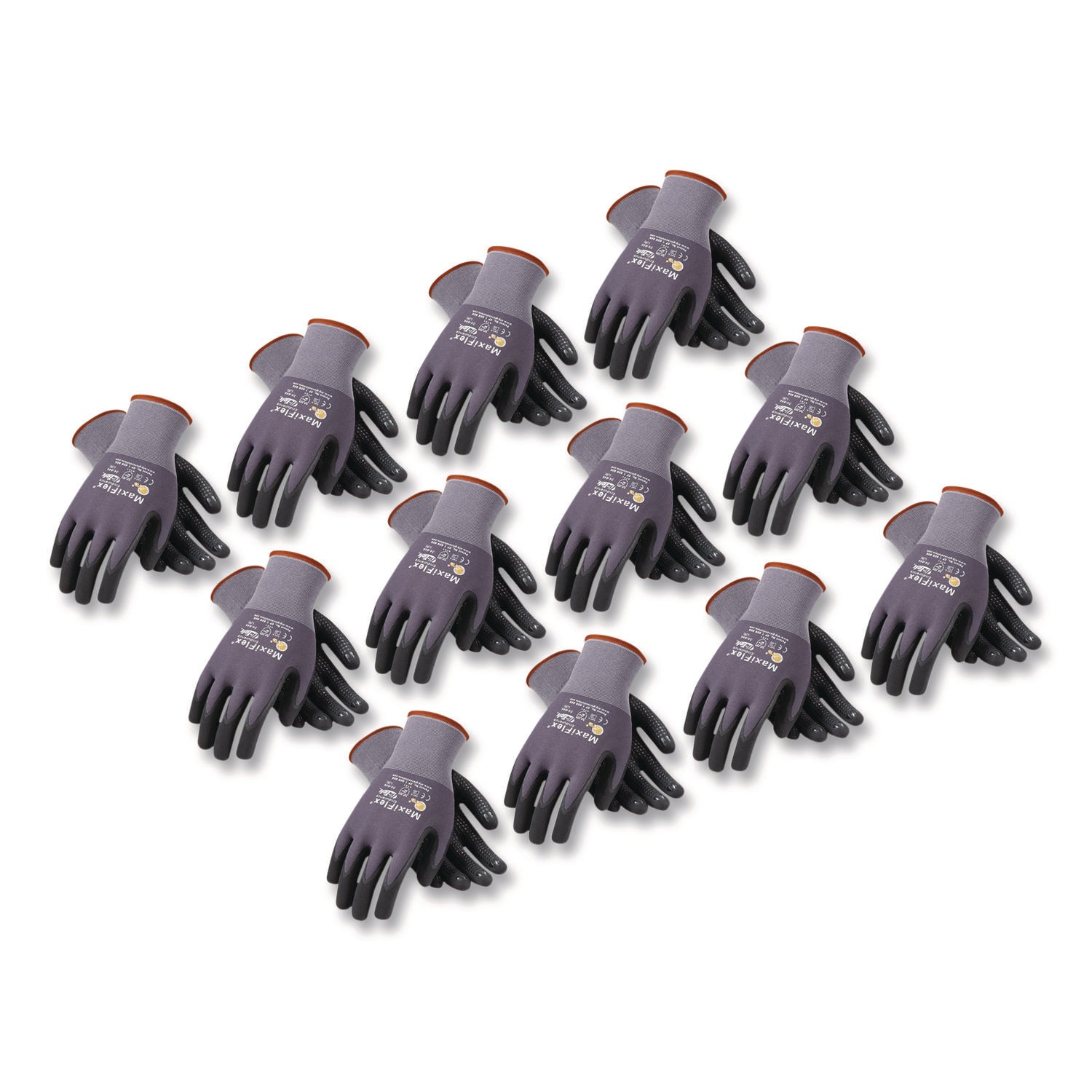 Ultimate Seamless Knit Nylon Gloves, Nitrile Coated Microfoam Grip On Palm, Fingers And Knuckles, X-Large, Gray, 12 Pairs