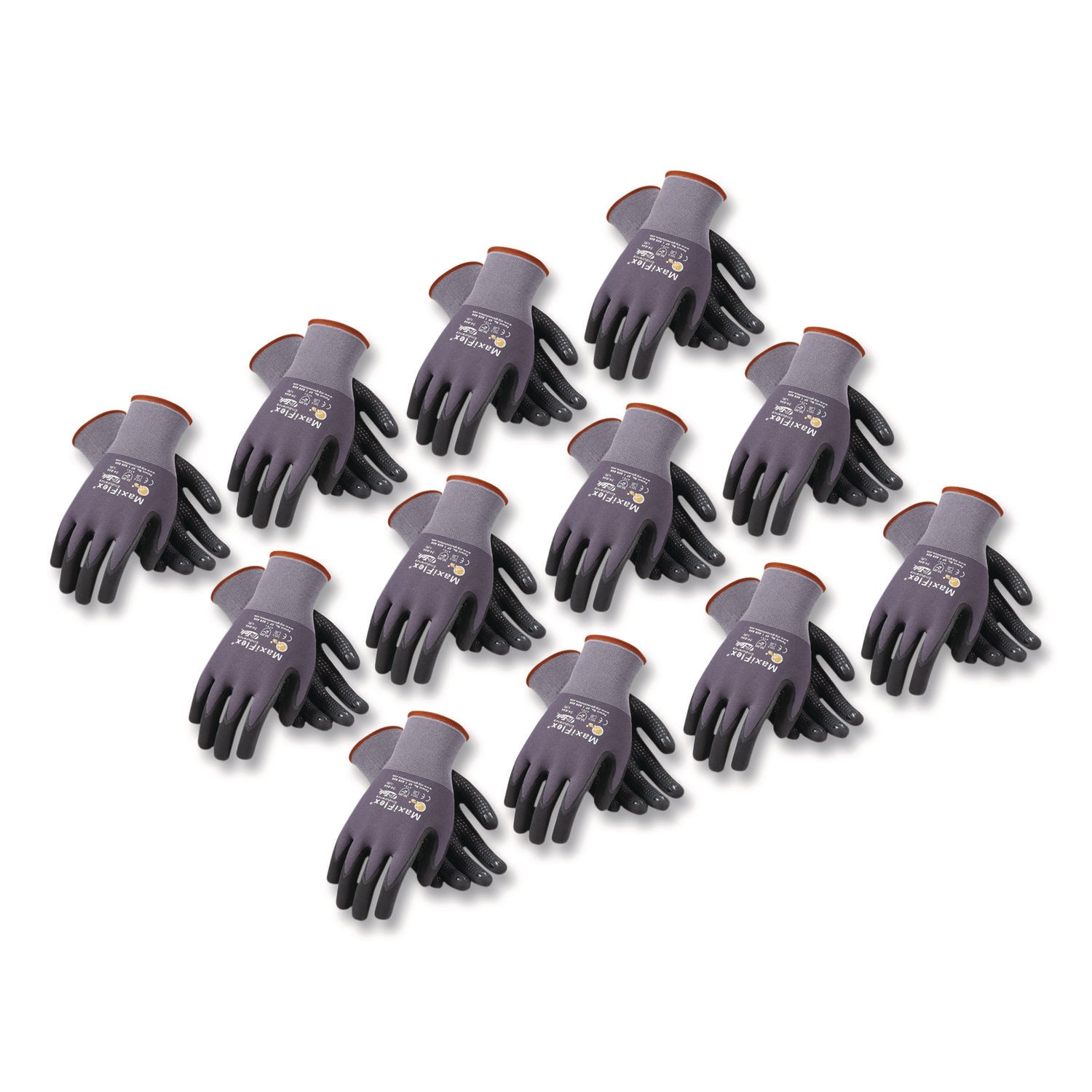 Ultimate Seamless Knit Nylon Gloves, Nitrile Coated Microfoam Grip On Palm, Fingers And Knuckles, Large, Gray, 12 Pairs