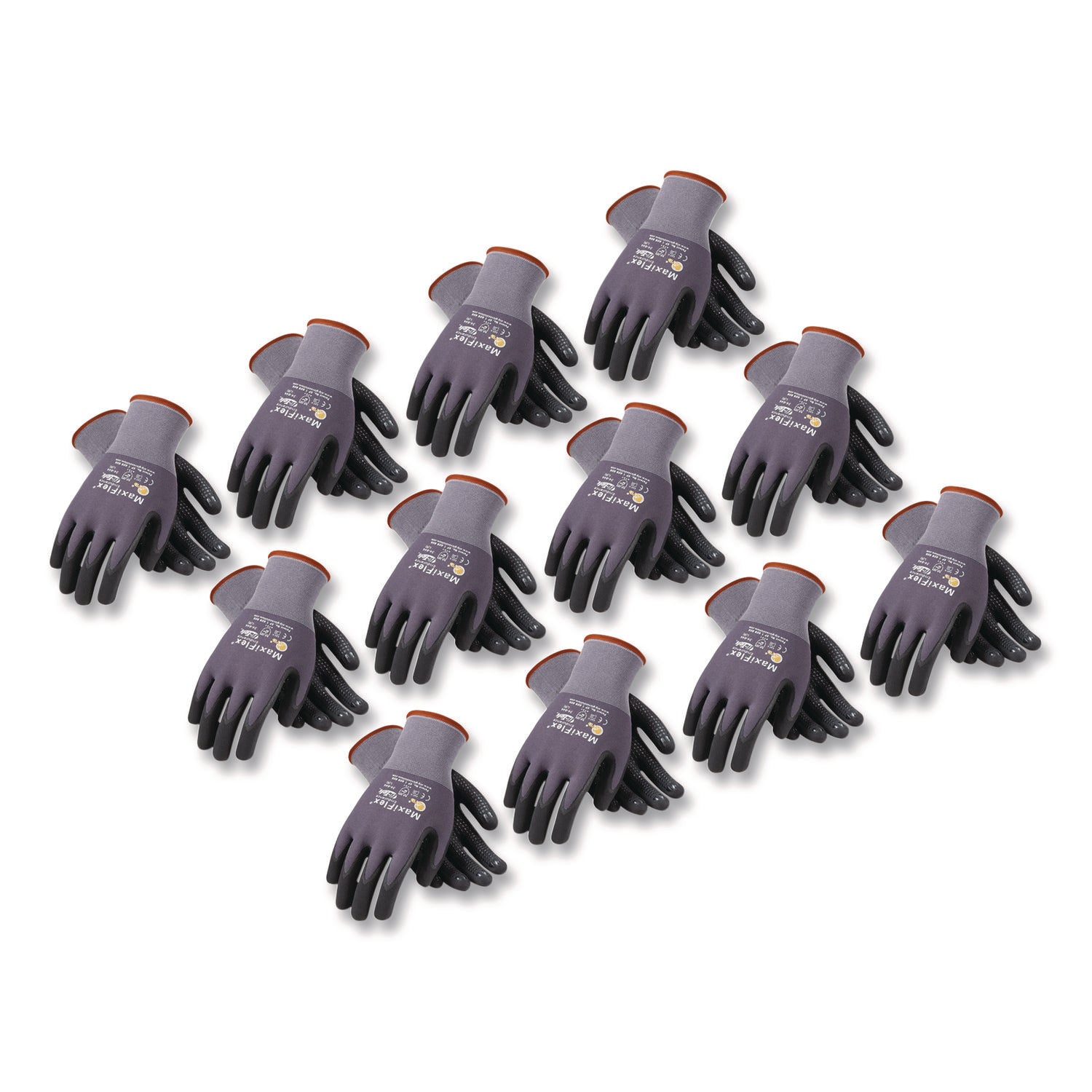 Ultimate Seamless Knit Nylon Gloves, Nitrile Coated Microfoam Grip On Palm And Fingers, Small, Gray, 12 Pairs