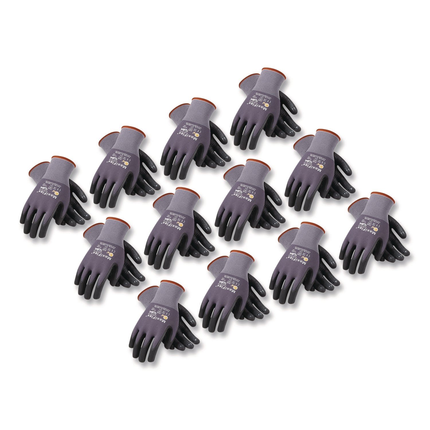 Ultimate Seamless Knit Nylon Gloves, Nitrile Coated Microfoam Grip On Palm And Fingers, Large, Gray, 12 Pairs