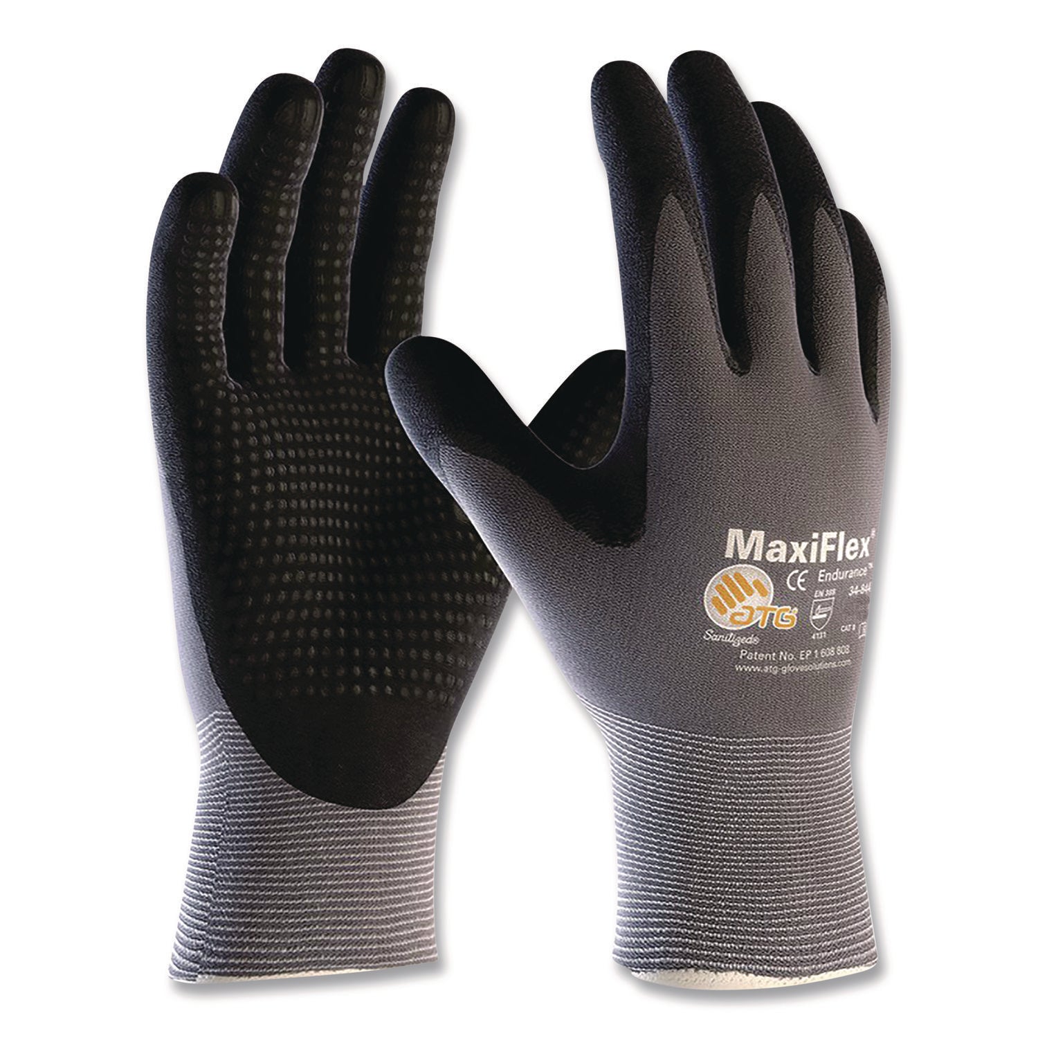 Ultimate Seamless Knit Nylon Gloves, Nitrile Coated Microfoam Grip On Palm And Fingers, Large, Gray, 12 Pairs