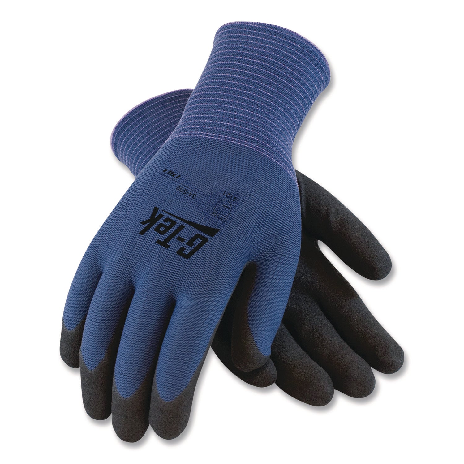 Gp Nitrile-Coated Nylon Gloves, Small, Blue/black, 12 Pairs