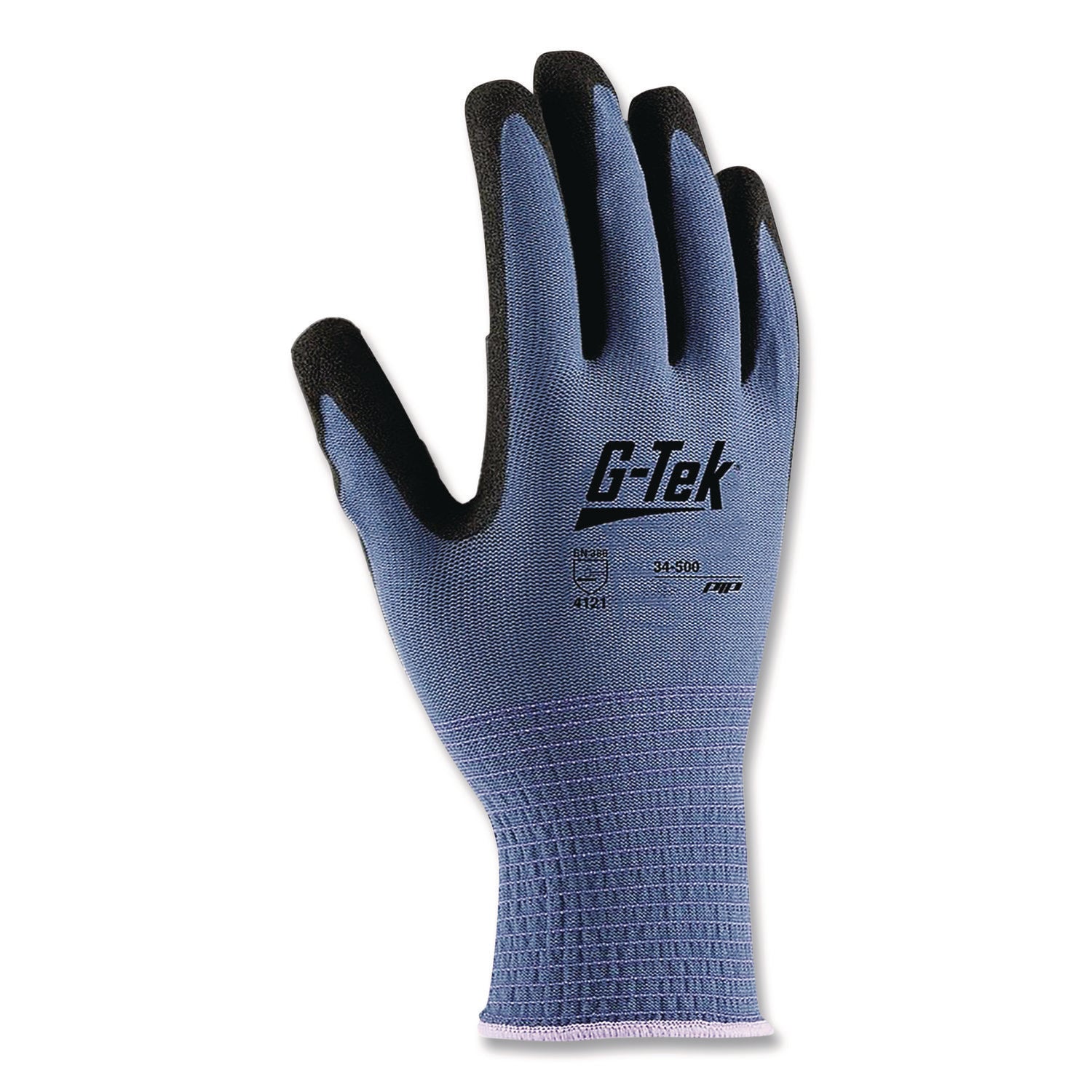 Gp Nitrile-Coated Nylon Gloves, Large, Blue/black, 12 Pairs