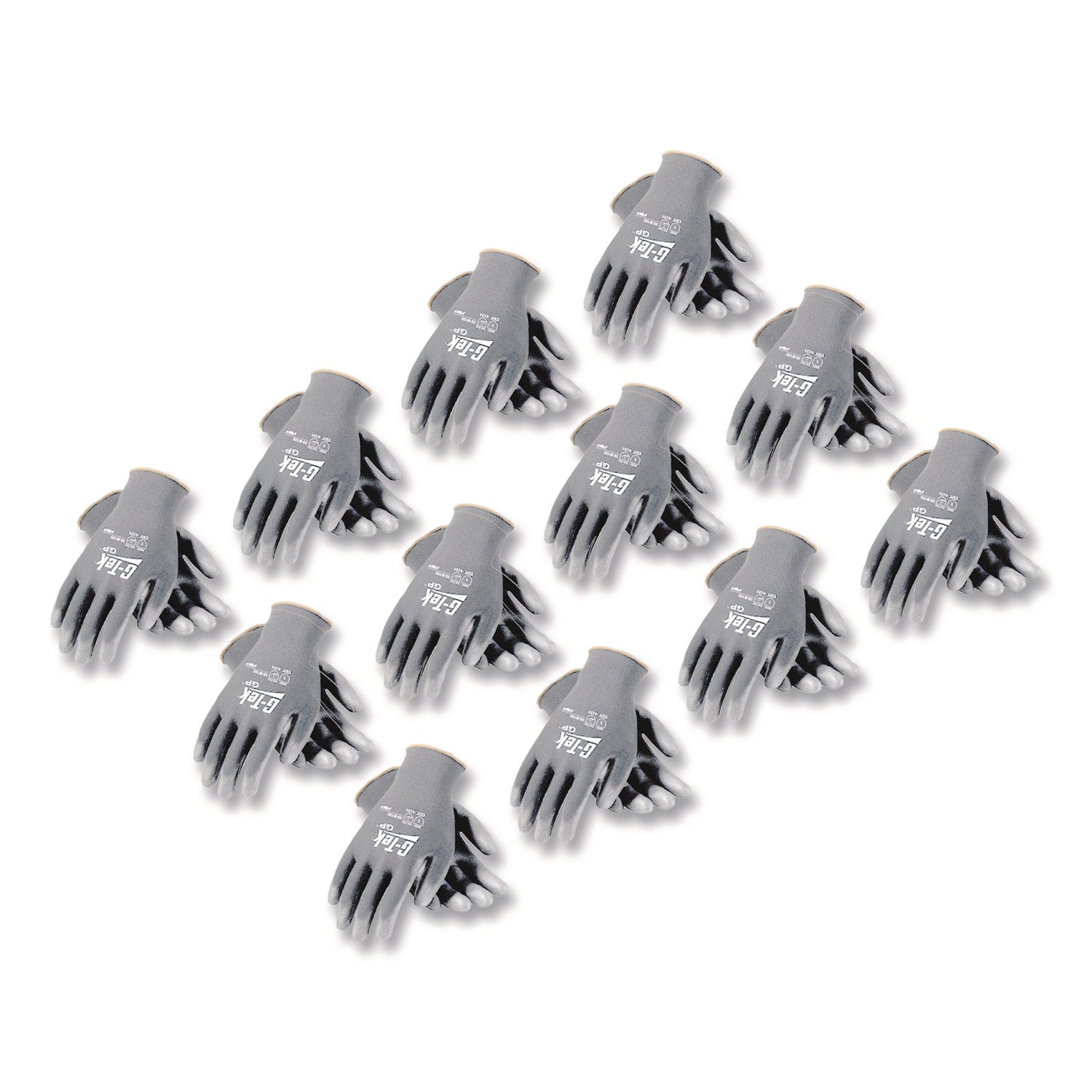 Gp Polyurethane-Coated Nylon Gloves, Small, Gray, 12 Pairs