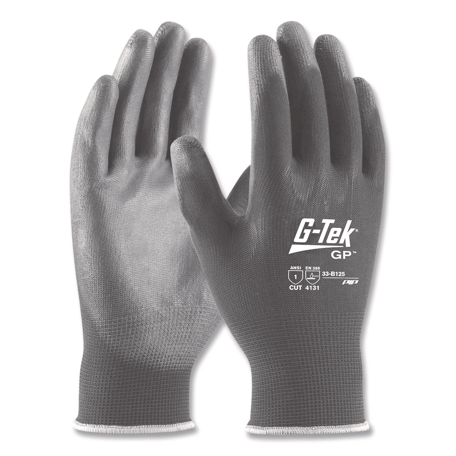 Gp Polyurethane-Coated Nylon Gloves, Small, Gray, 12 Pairs