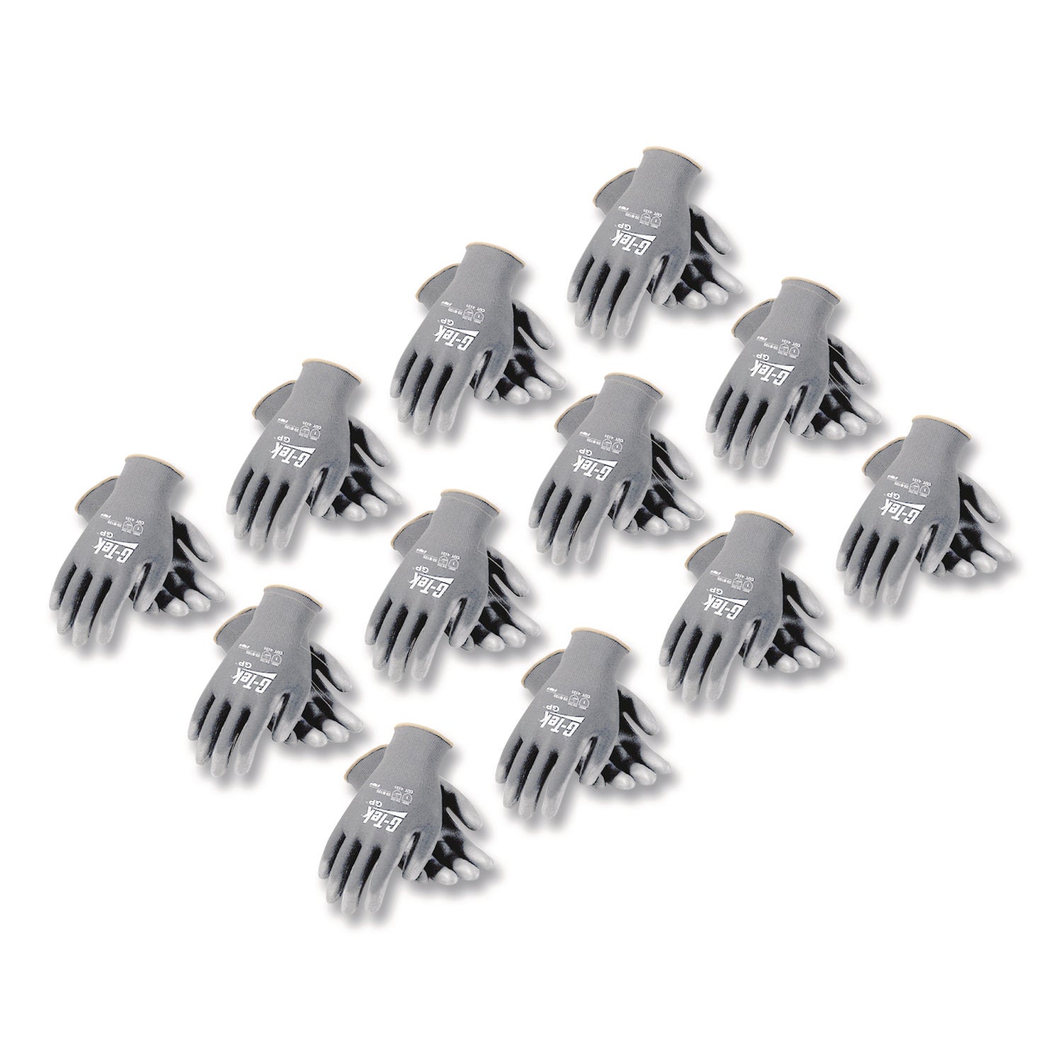 Gp Polyurethane-Coated Nylon Gloves, Large, Gray, 12 Pairs