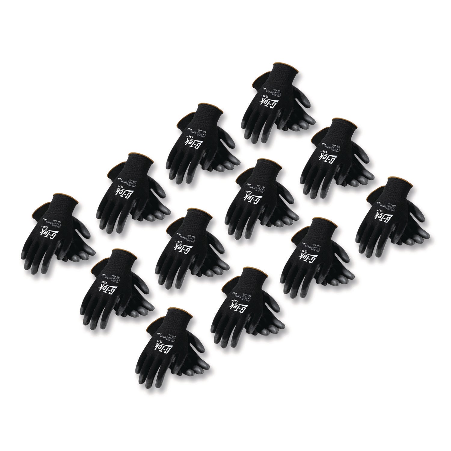 Gp Polyurethane-Coated Nylon Gloves, Medium, Black, 12 Pairs