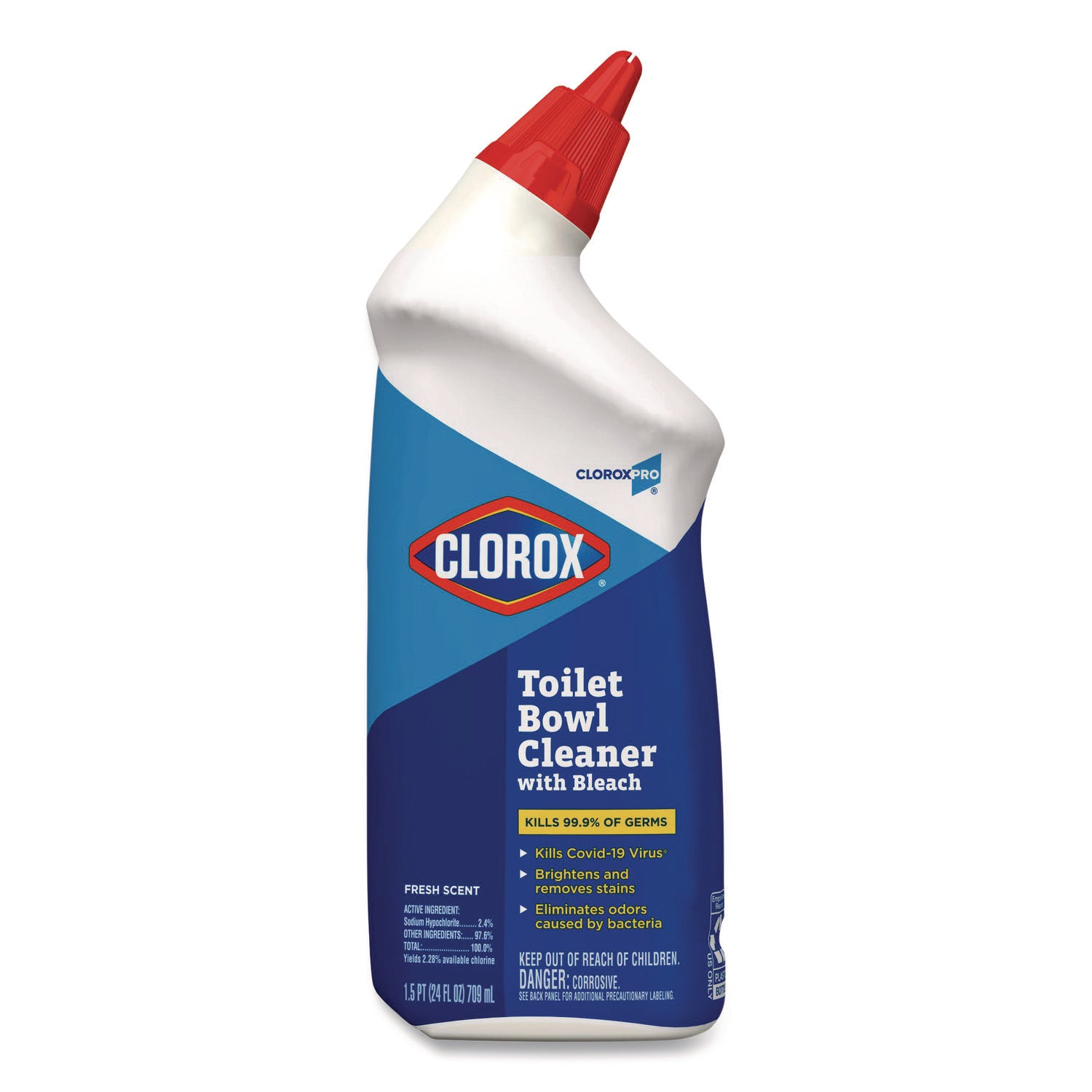 Toilet Bowl Cleaner with Bleach, Fresh Scent, 24 oz Bottle