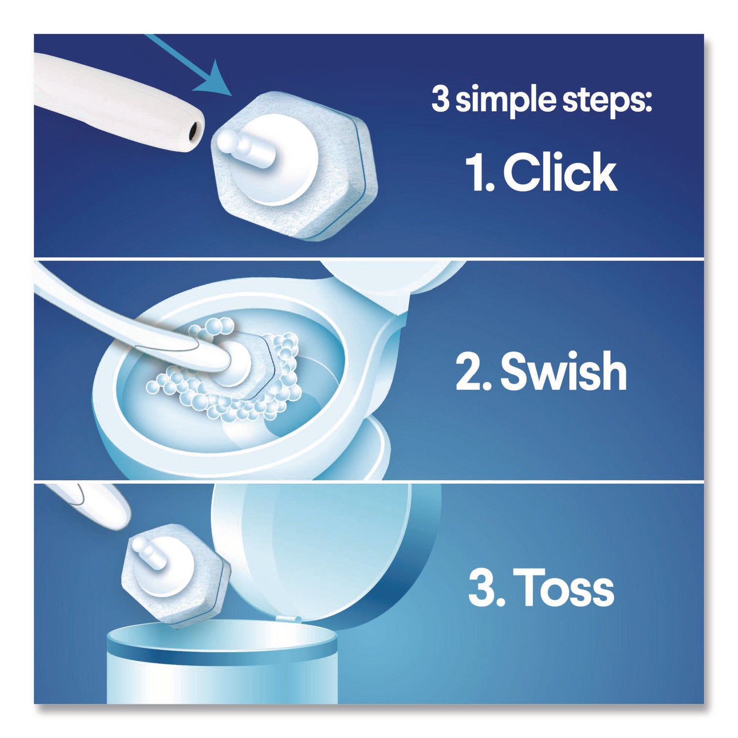 Toiletwand Disposable Toilet Cleaning System: Handle, Caddy And Refills, White, 6/Carton