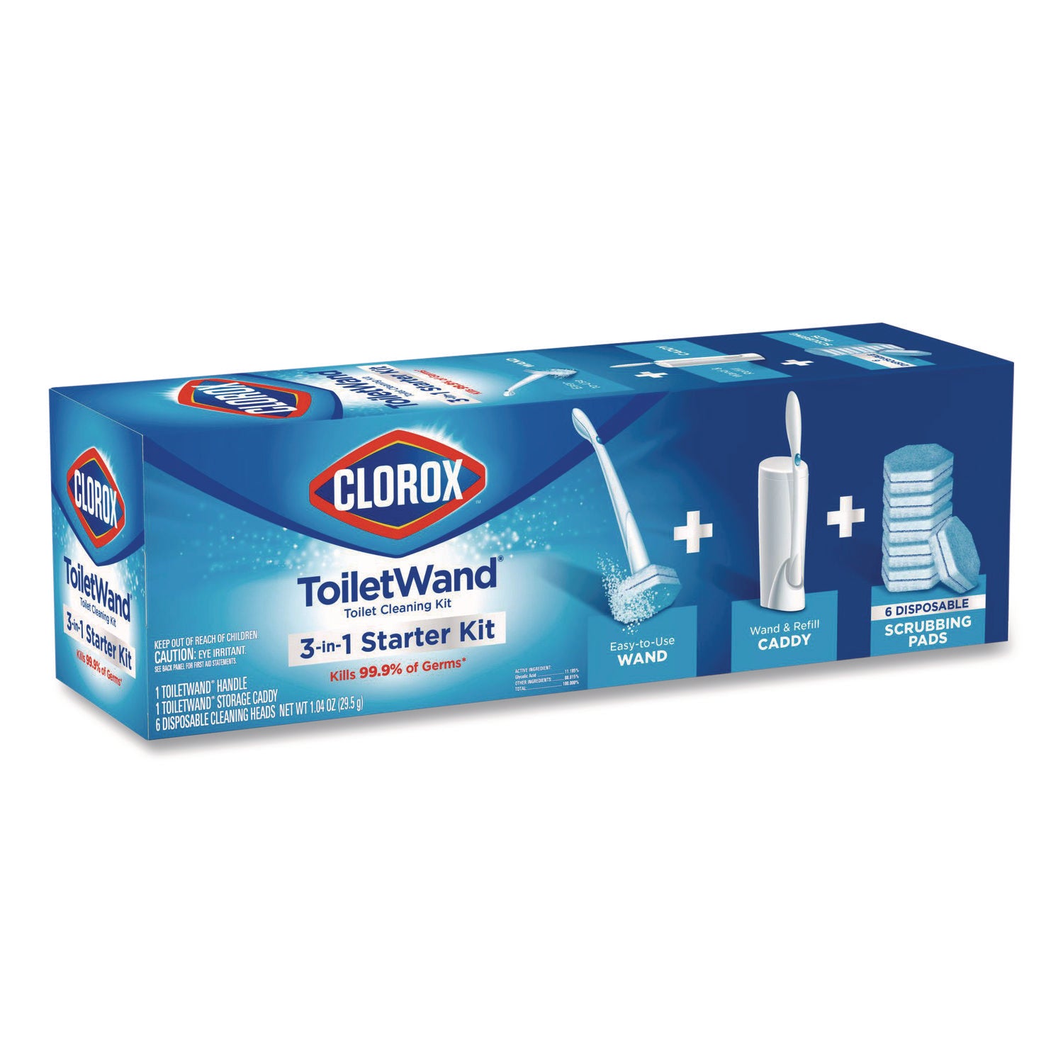 Toiletwand Disposable Toilet Cleaning System: Handle, Caddy And Refills, White, 6/Carton