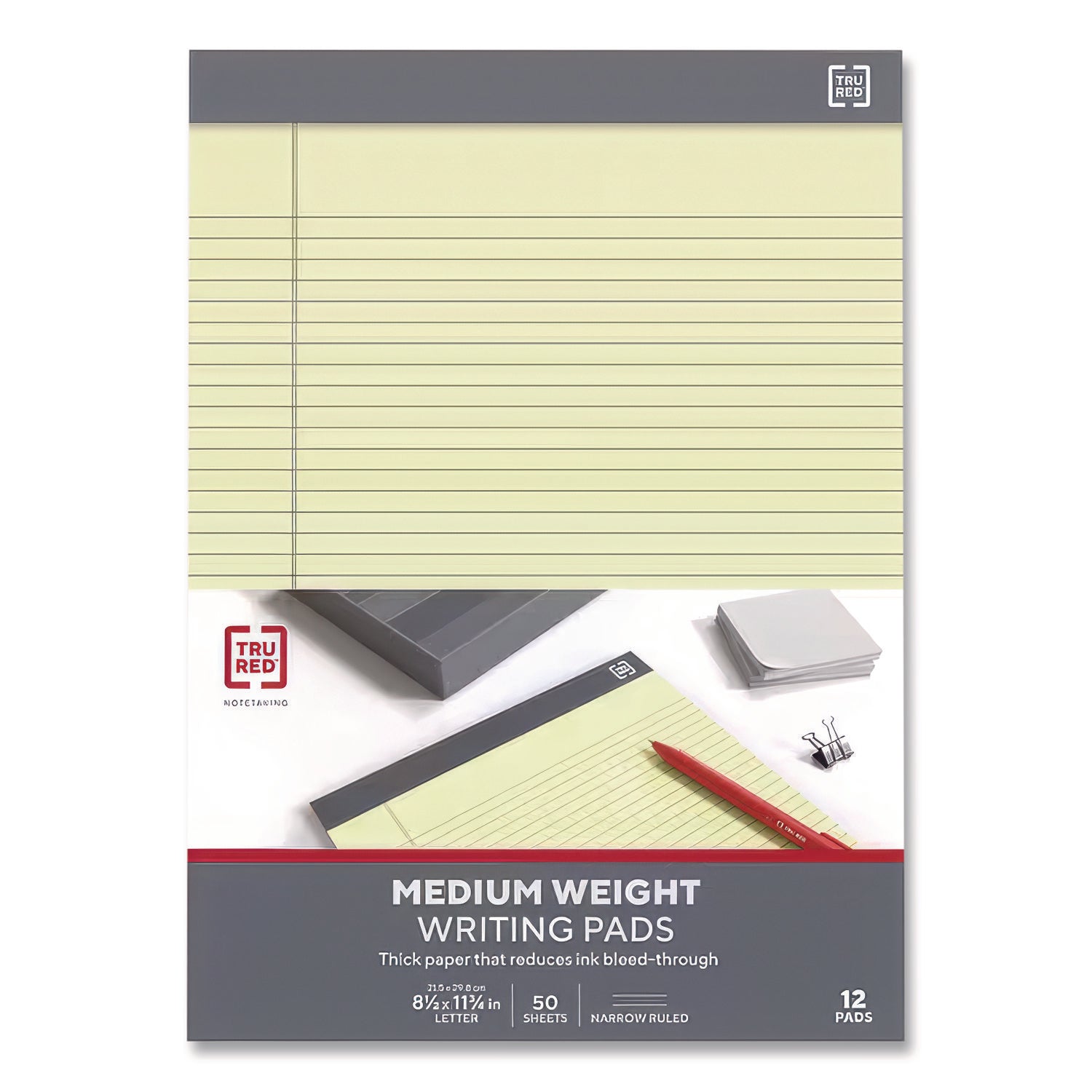 Notepads, Narrow Rule, 50 Canary-Yellow 8.5 X 11.75 Sheets, 12/pack