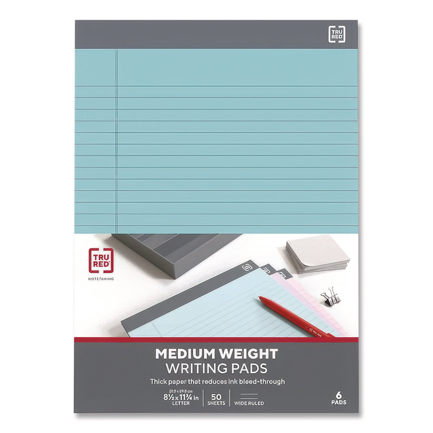 Notepads, Wide/legal Rule, 50 Assorted Pastel-Color 8.5 X 11.75 Sheets, 6/pack