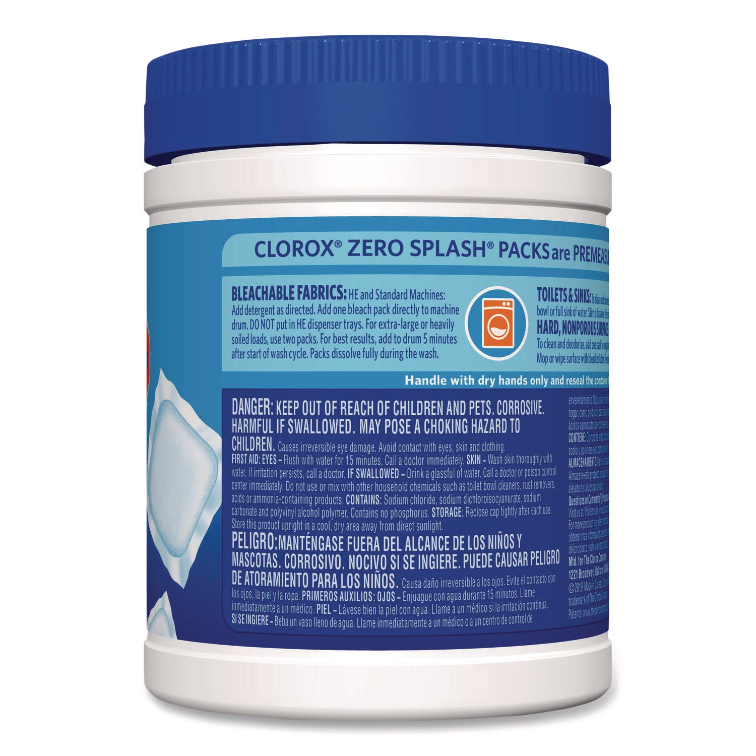 Zero Splash Bleach Packs, Regular, 12 Packs/Canister, 6 Canisters/Carton