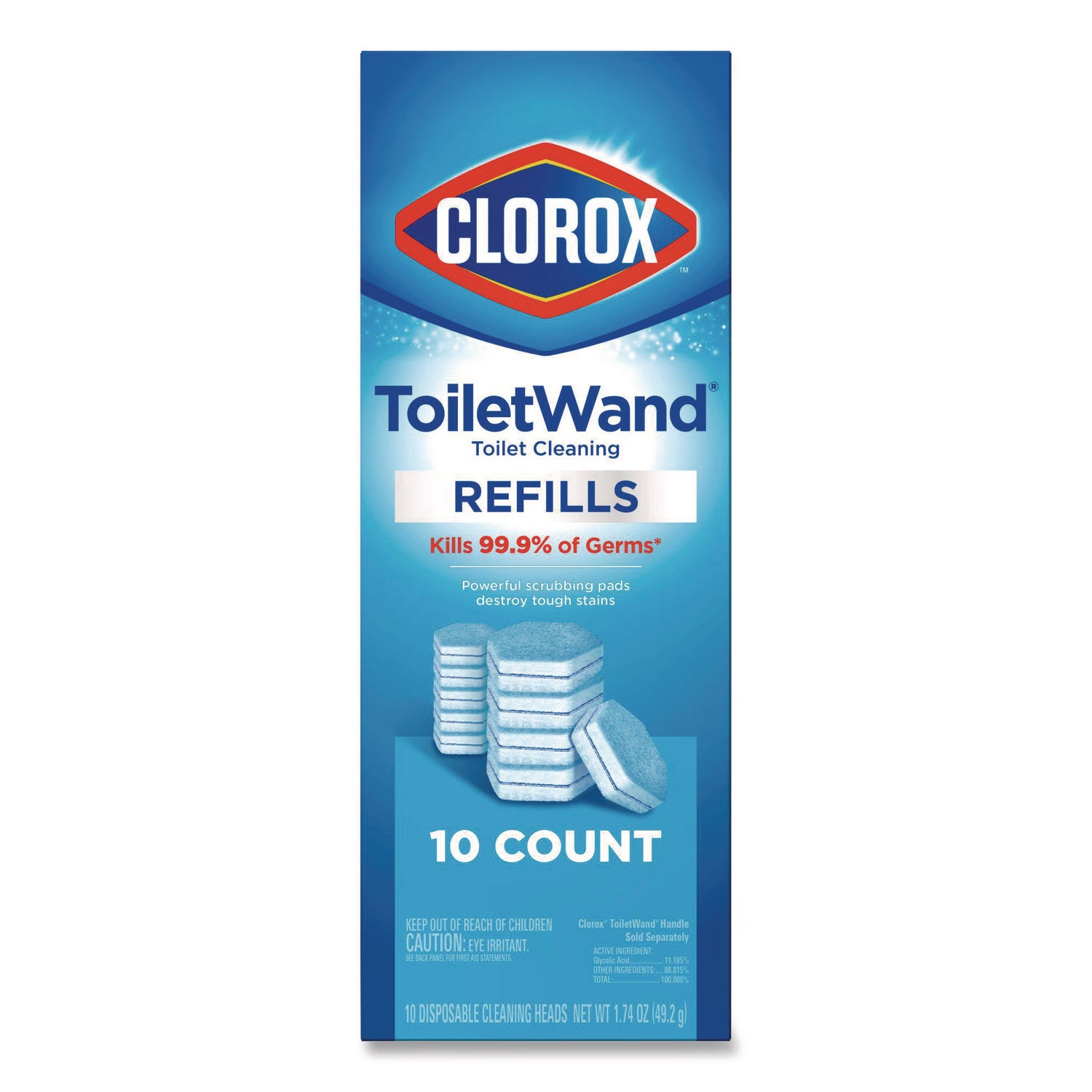 Disinfecting ToiletWand Refill Heads, Toilet Cleaning Scrubbing Pads, Blue/White, 10/Pack, 6 Packs/Carton