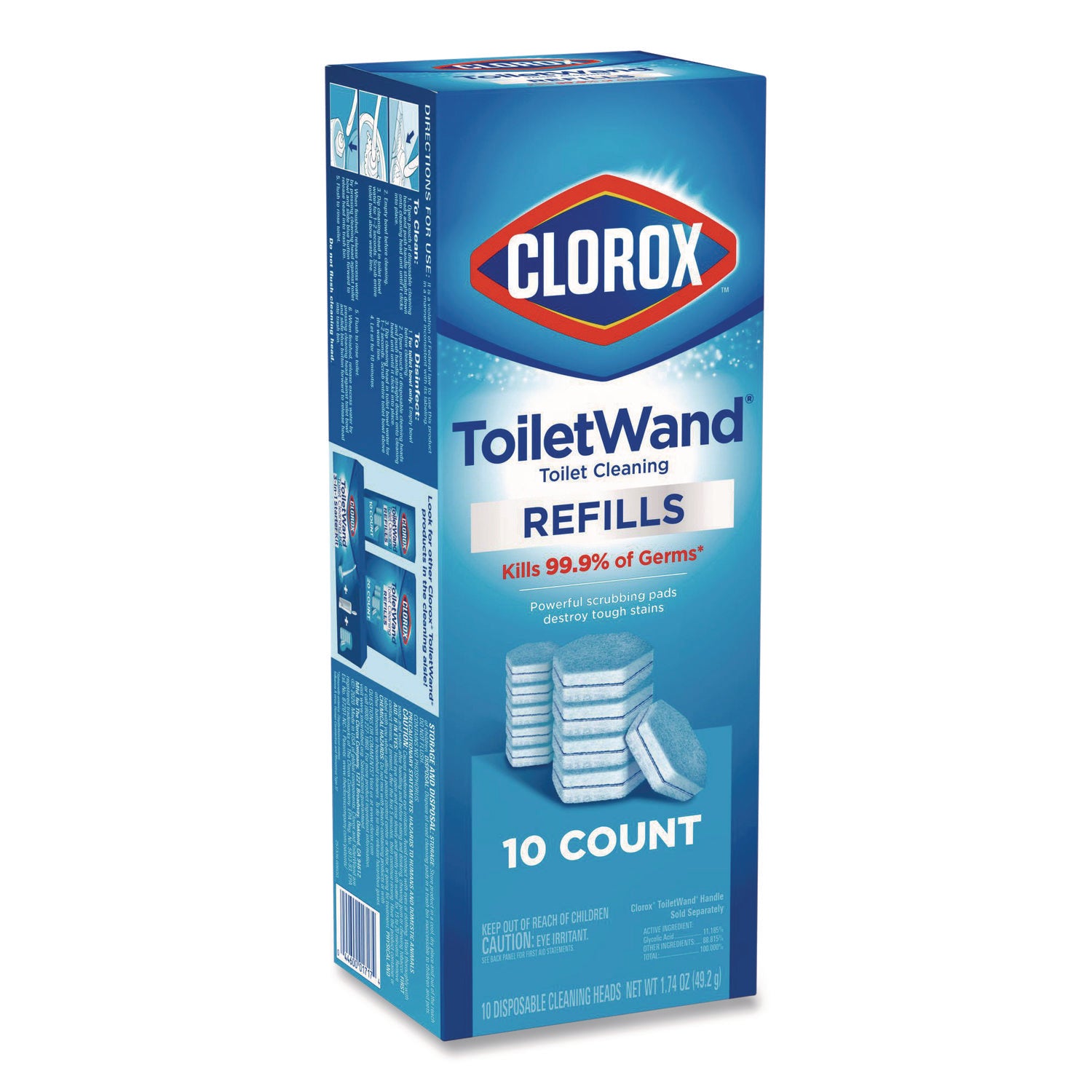 Disinfecting ToiletWand Refill Heads, Toilet Cleaning Scrubbing Pads, Blue/White, 10/Pack, 6 Packs/Carton