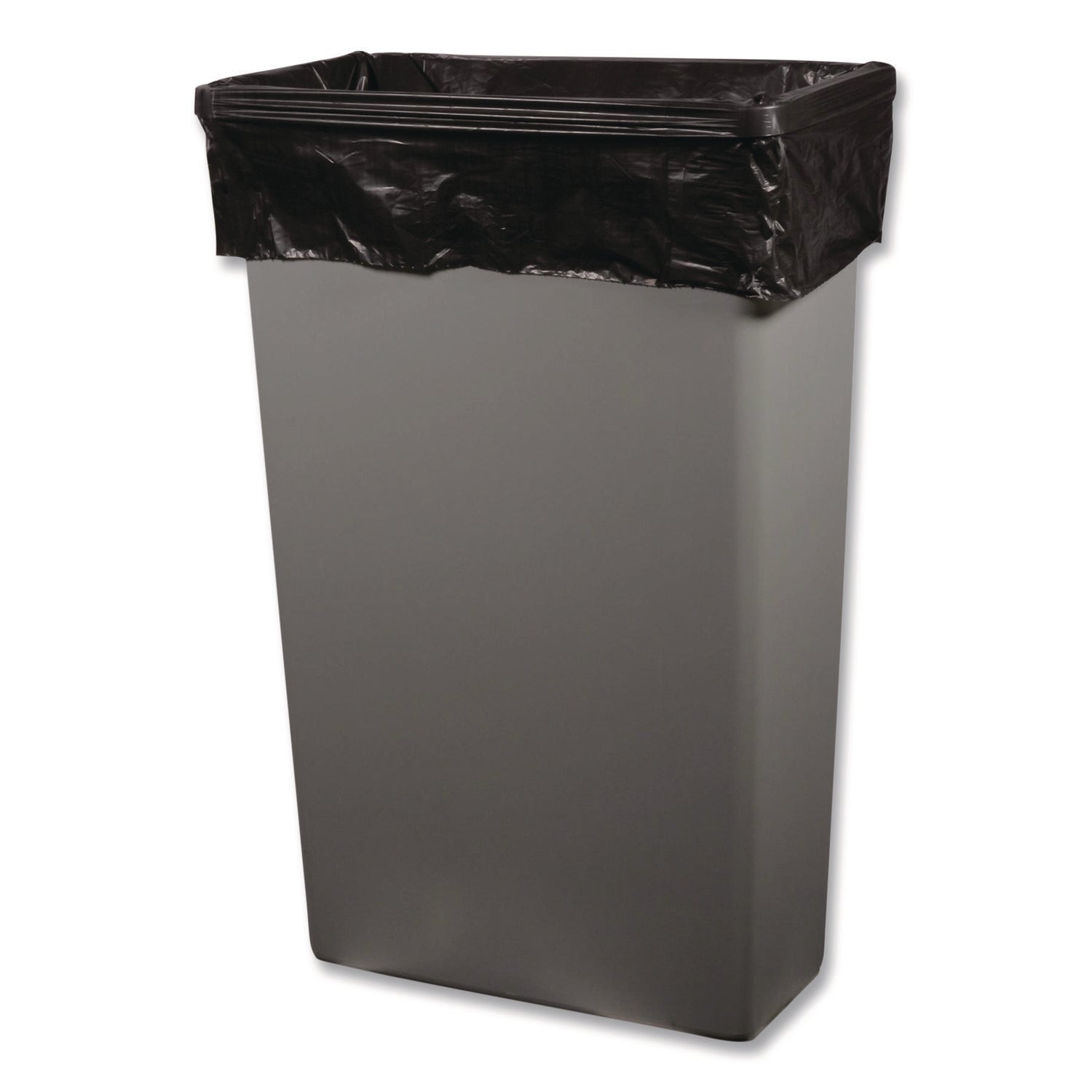 High-Density Waste Can Liners, 33 gal, 16 mic, 33 x 40, Black, Roll, 250/Carton