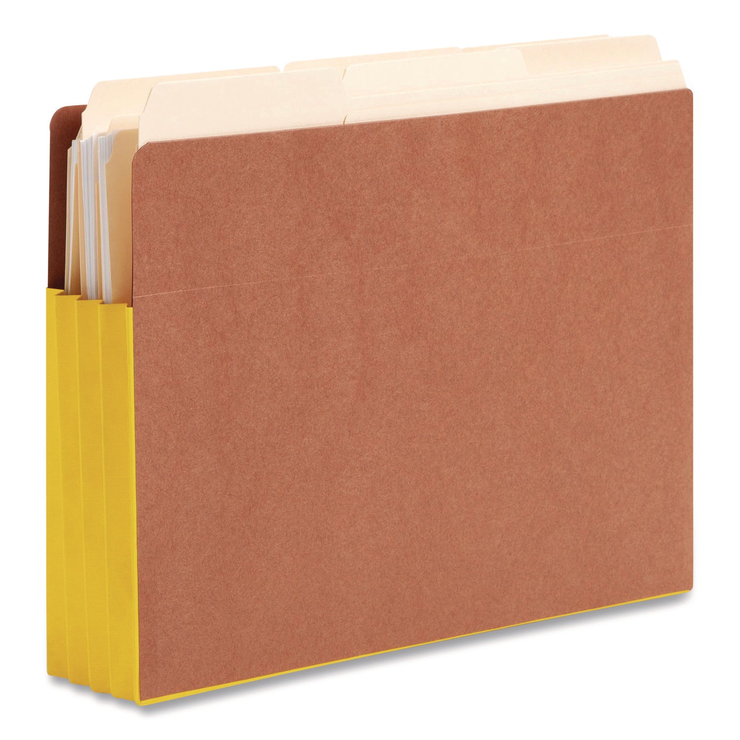 Smead Straight Tab Cut Letter Recycled File Pocket - 8 1/2" x 11" - 3 1/2" Expansion - 1 Pocket(s) - End Tab Location - 2 Plys - Redrope - Yellow - 30% Recycled - 10 / Box