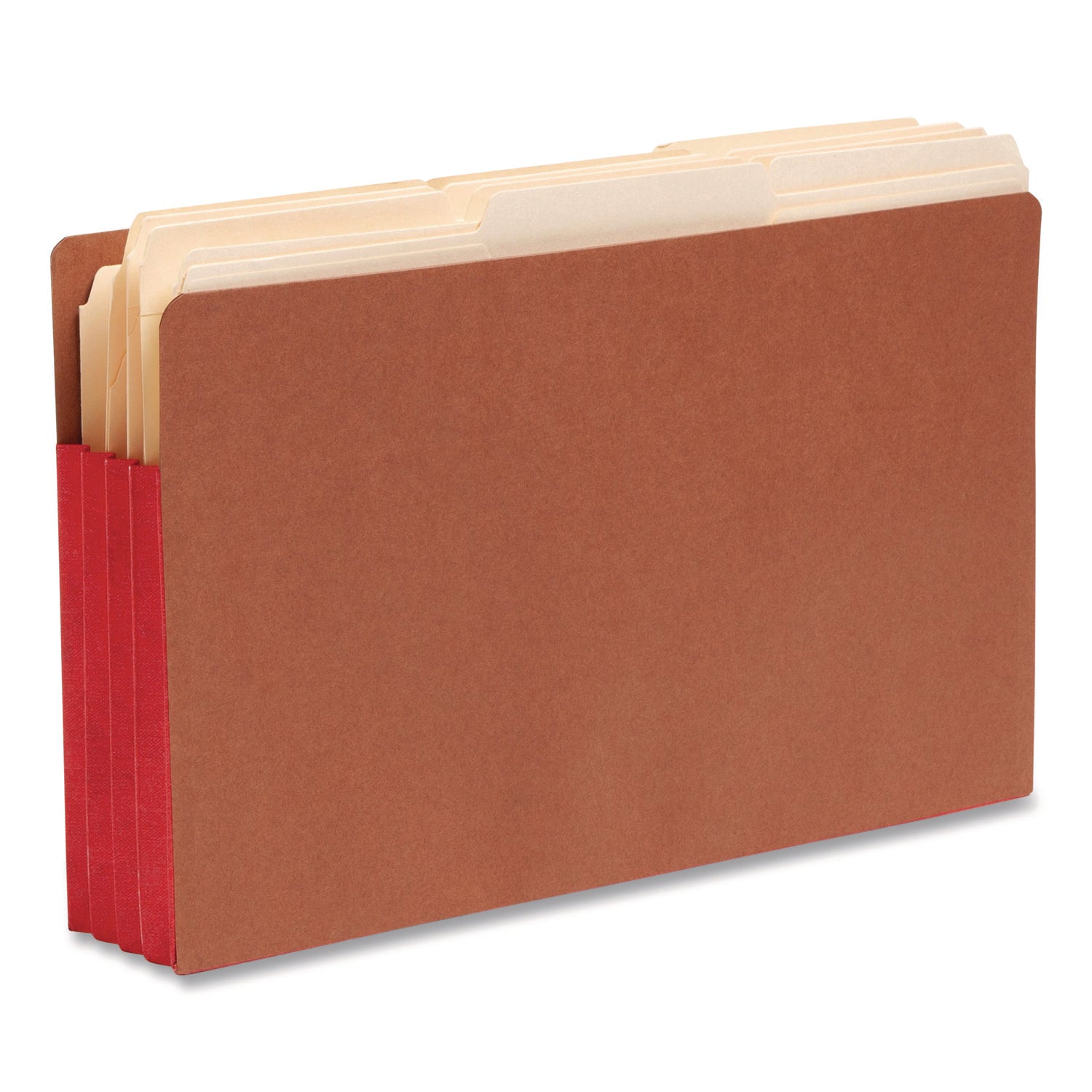 Smead TUFF Pocket Straight Tab Cut Legal Recycled File Pocket - 8 1/2" x 14" - 3 1/2" Expansion - 1 Pocket(s) - End Tab Location - Top Tab Position - 12.5 pt. - 2 Plys - Redrope - Red - Tear Resistant - 30% Recycled - 10 / Box