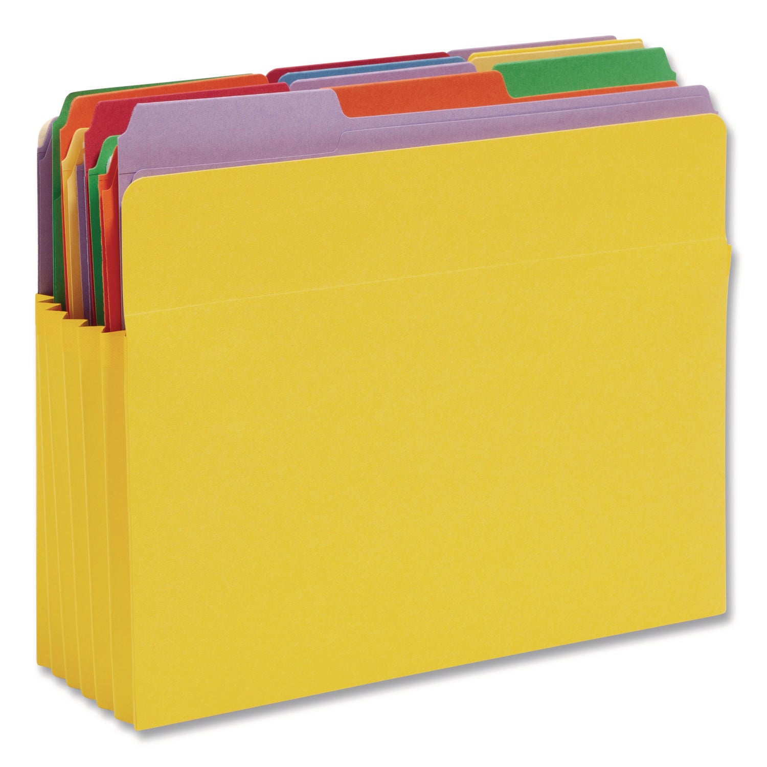 Smead Straight Tab Cut Letter Recycled File Pocket - 8 1/2" x 11" - 5 1/4" Expansion - Blue, Green, Red, Yellow, Redrope - Tear Resistant, Reinforced Tab - 10% Recycled - 5 / Pack