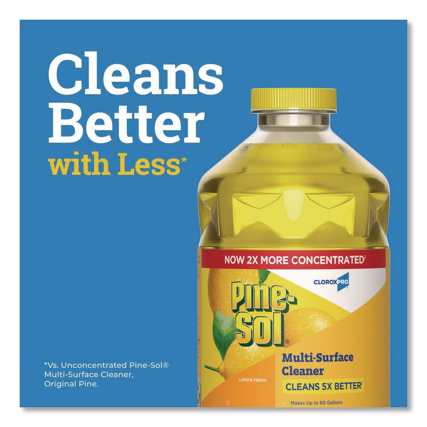 CloroxPro Multi-Surface Cleaner Concentrated, Lemon Fresh Scent, 80 oz Bottle, 3/Carton