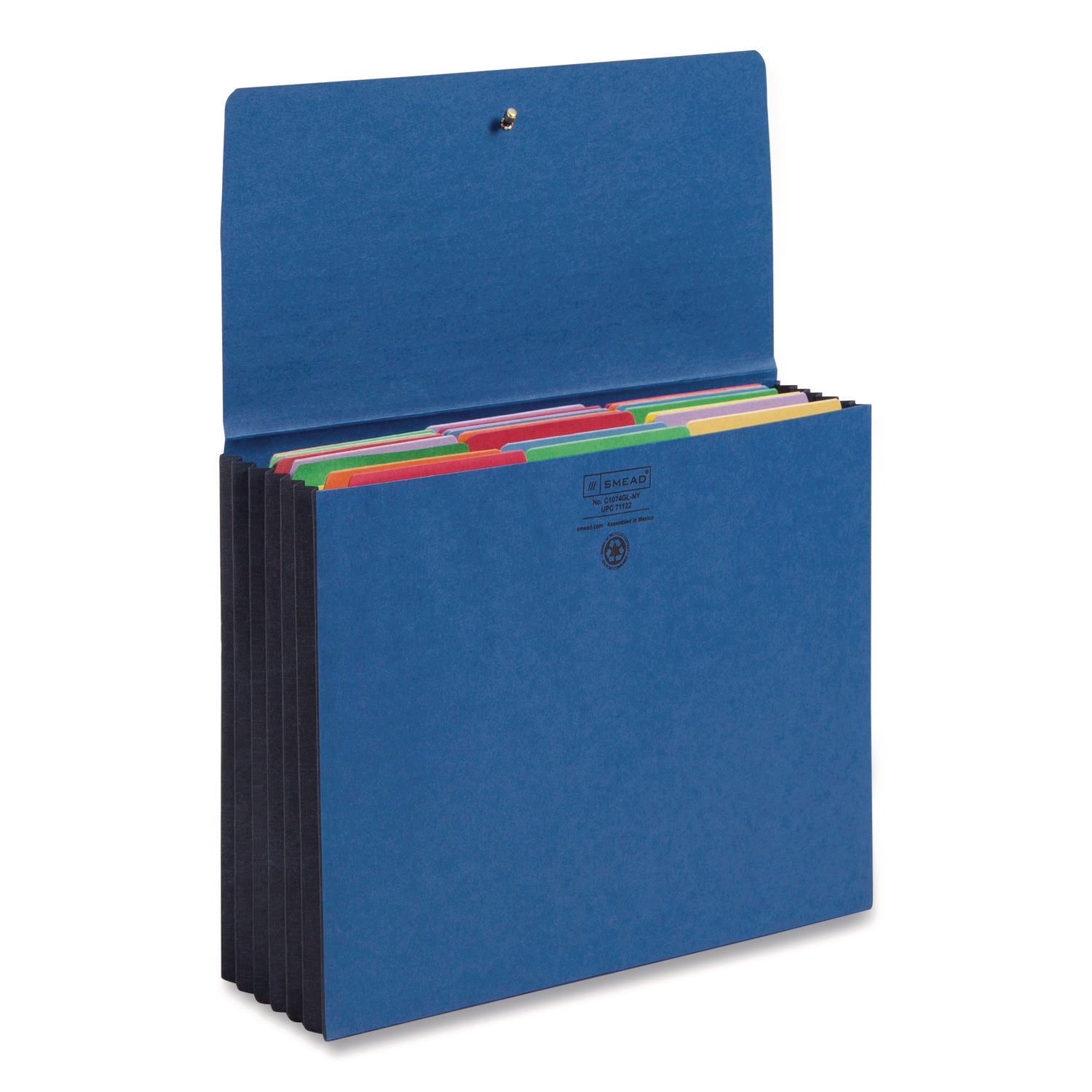 Smead Letter Recycled File Wallet - 8 1/2" x 11" - 5 1/4" Expansion - Navy - Elastic Closure, Reinforced Gusset - 10% Recycled - 1 Each