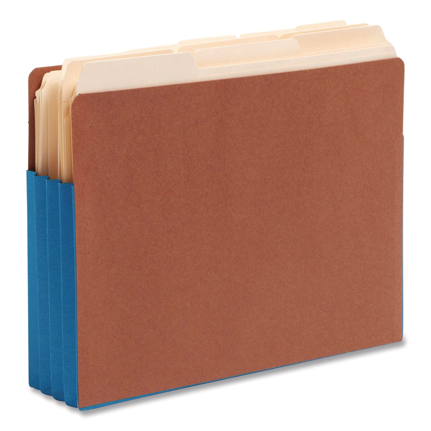 Smead Straight Tab Cut Letter Recycled File Pocket - 8 1/2" x 11" - 3 1/2" Expansion - 1 Pocket(s) - Top Tab Location - 12.5 pt. - 2 Plys - Blue - 30% Recycled - 10 / Box