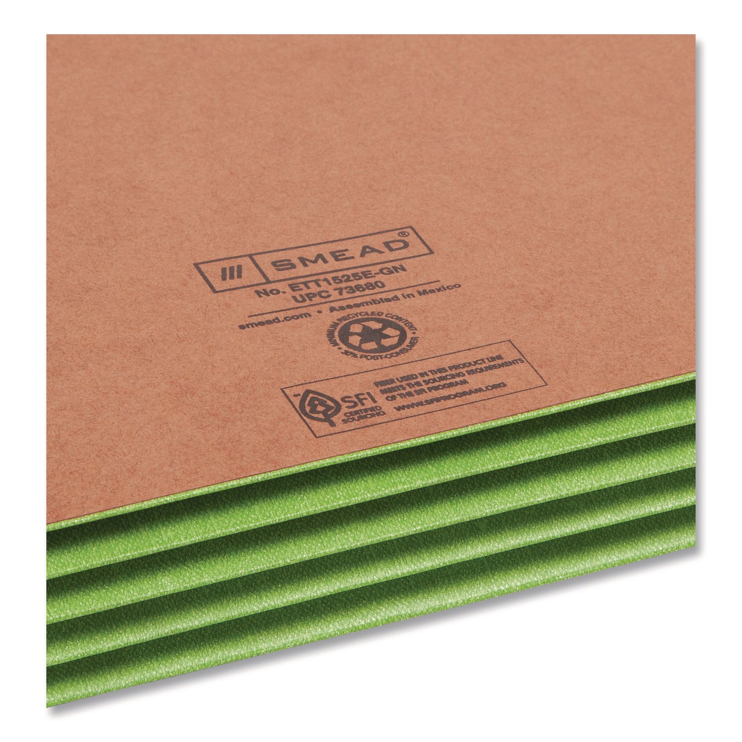 Smead TUFF Pocket Straight Tab Cut Letter Recycled File Pocket - 8 1/2" x 11" - 3 1/2" Expansion - 1 Pocket(s) - Top Tab Location - 2 Plys - Redrope - Green - Tear Resistant - 30% Recycled - 10 / Box