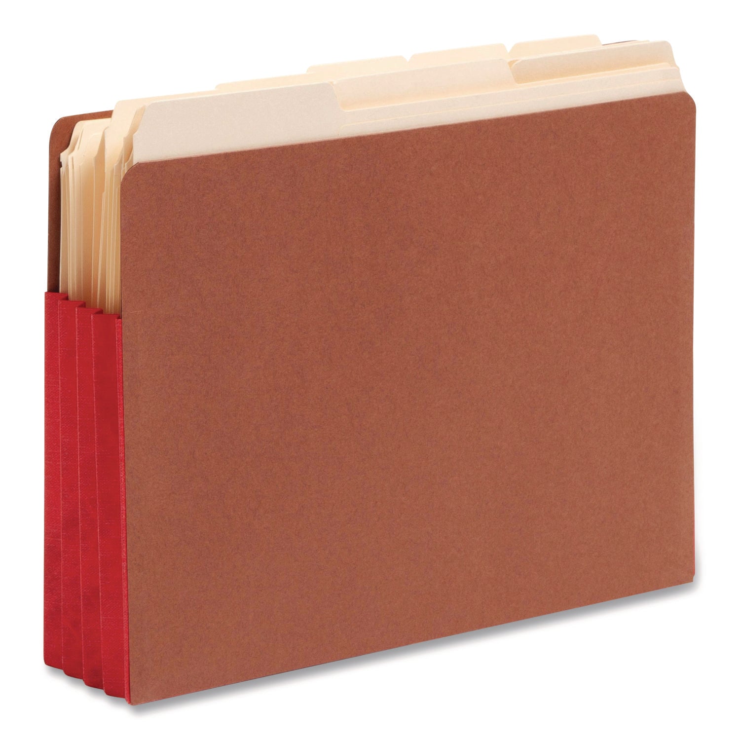Smead TUFF Pocket Straight Tab Cut Letter Recycled File Pocket - 8 1/2" x 11" - 3 1/2" Expansion - 1 Pocket(s) - Top Tab Location - 12.5 pt. - 2 Plys - Redrope - Red - Tear Resistant - 30% Recycled - 10 / Box