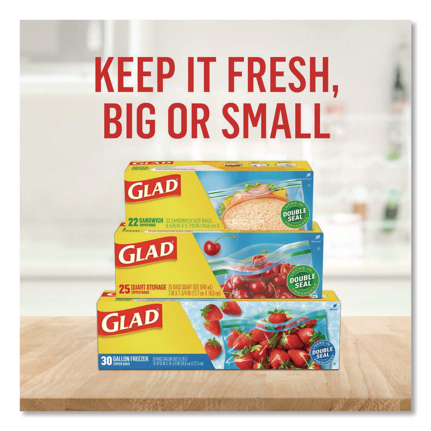 Zipper Food Storage Plastic Bags, Snack Size, 3.25 x 6.63 x 9.31, Clear, 50 Bags/Box, 12 Boxes/Carton