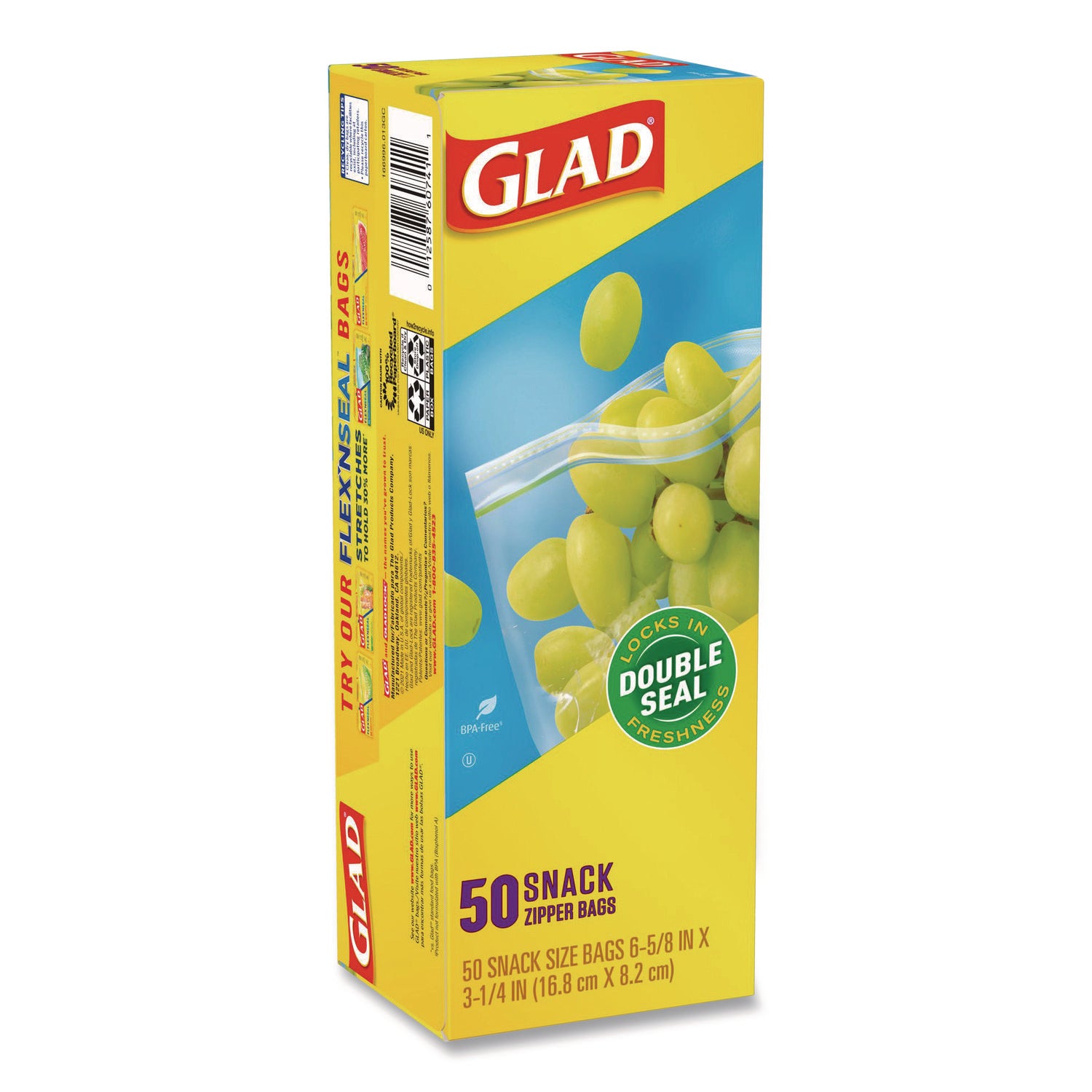 Zipper Food Storage Plastic Bags, Snack Size, 3.25 x 6.63 x 9.31, Clear, 50 Bags/Box, 12 Boxes/Carton
