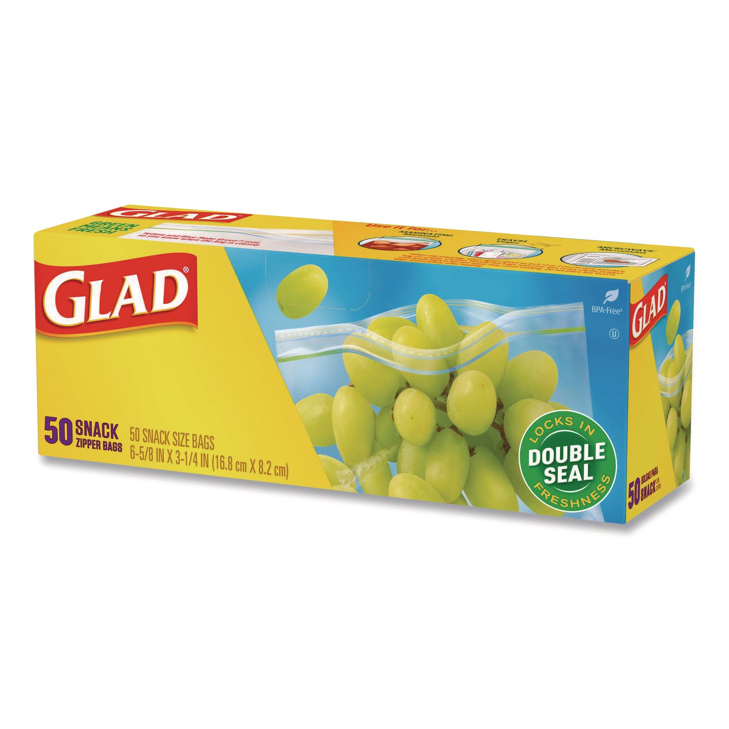 Zipper Food Storage Plastic Bags, Snack Size, 3.25 x 6.63 x 9.31, Clear, 50 Bags/Box, 12 Boxes/Carton