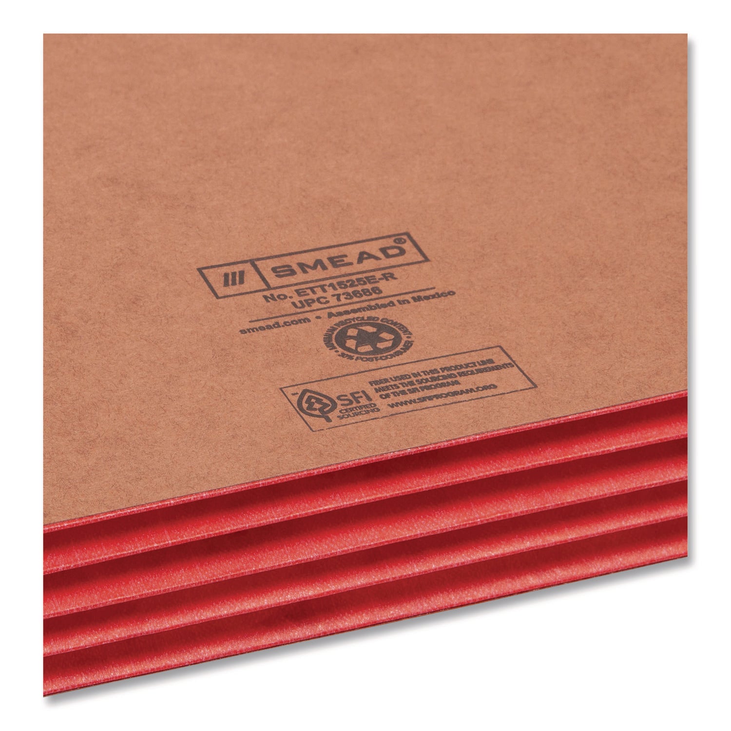 Smead TUFF Pocket Straight Tab Cut Letter Recycled File Pocket - 8 1/2" x 11" - 3 1/2" Expansion - 1 Pocket(s) - Top Tab Location - 12.5 pt. - 2 Plys - Redrope - Red - Tear Resistant - 30% Recycled - 10 / Box