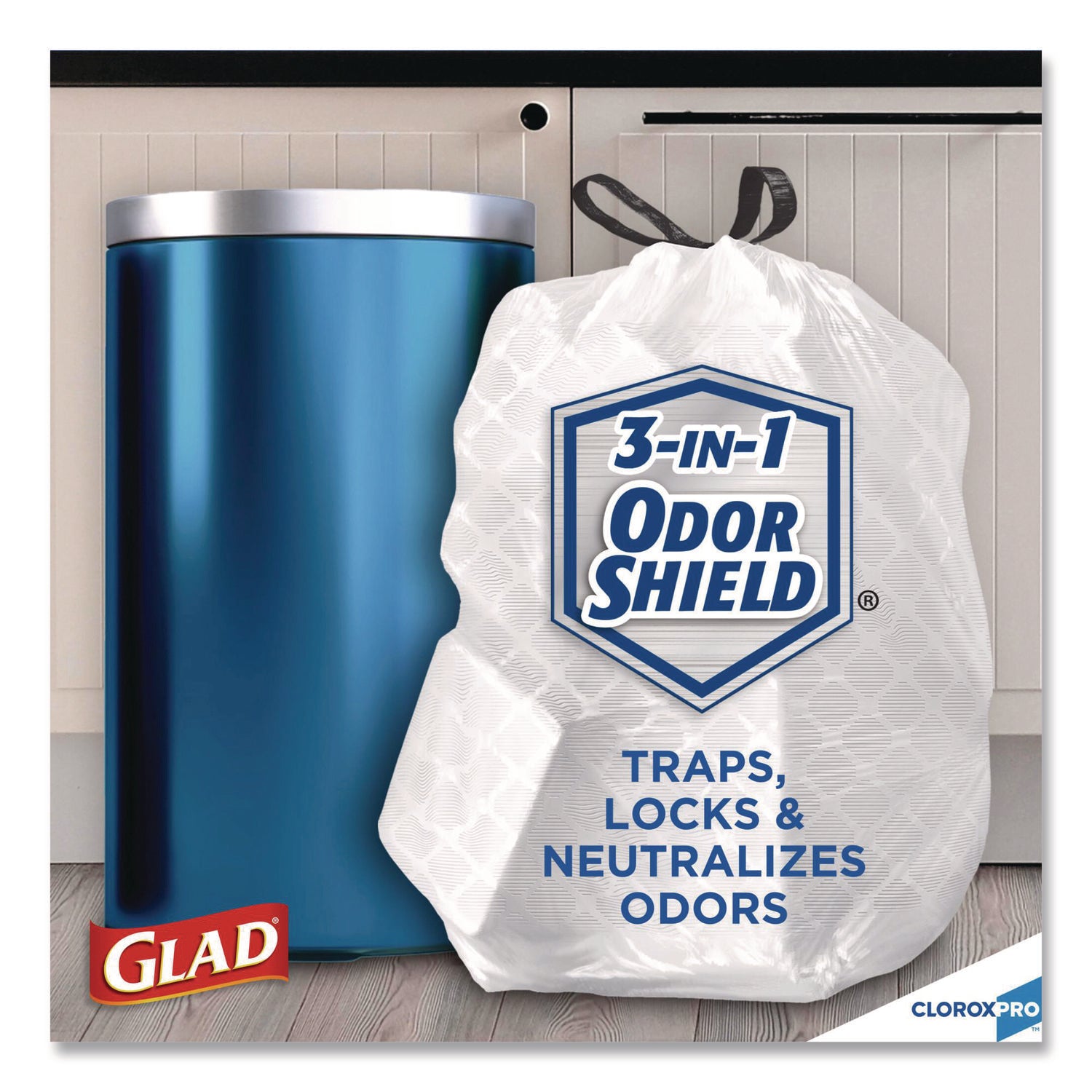 CloroxPro ForceFlex Tall Kitchen Drawstring Trash Bags, 13 gal, 24 x 27.38, Gray, 100 Bags/Box, 4 Boxes/Carton