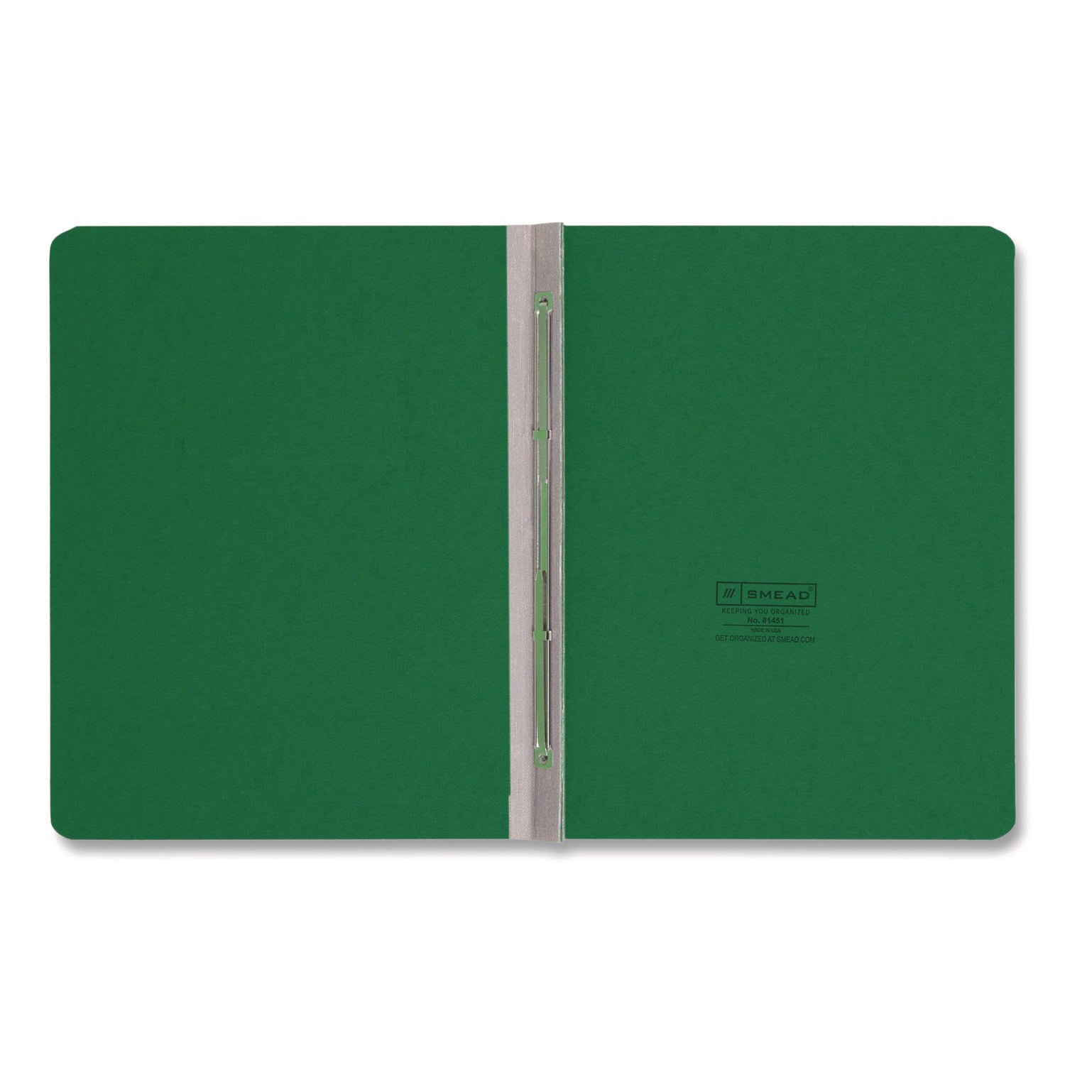 Smead Letter Recycled Fastener Folder - 3" Folder Capacity - 8 1/2" x 11" - 350 Sheets Capacity - 3" Expansion - 1 Fastener(s) - 25 pt. - Pressboard - Green - Metal Compressor, Hinged - 100% Paper Recycled - 1 Each
