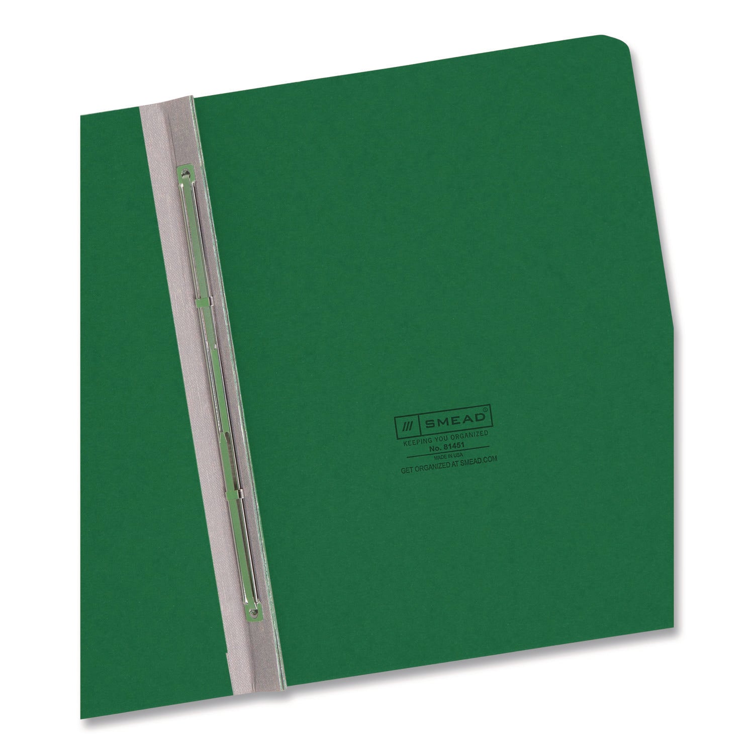 Smead Letter Recycled Fastener Folder - 3" Folder Capacity - 8 1/2" x 11" - 350 Sheets Capacity - 3" Expansion - 1 Fastener(s) - 25 pt. - Pressboard - Green - Metal Compressor, Hinged - 100% Paper Recycled - 1 Each